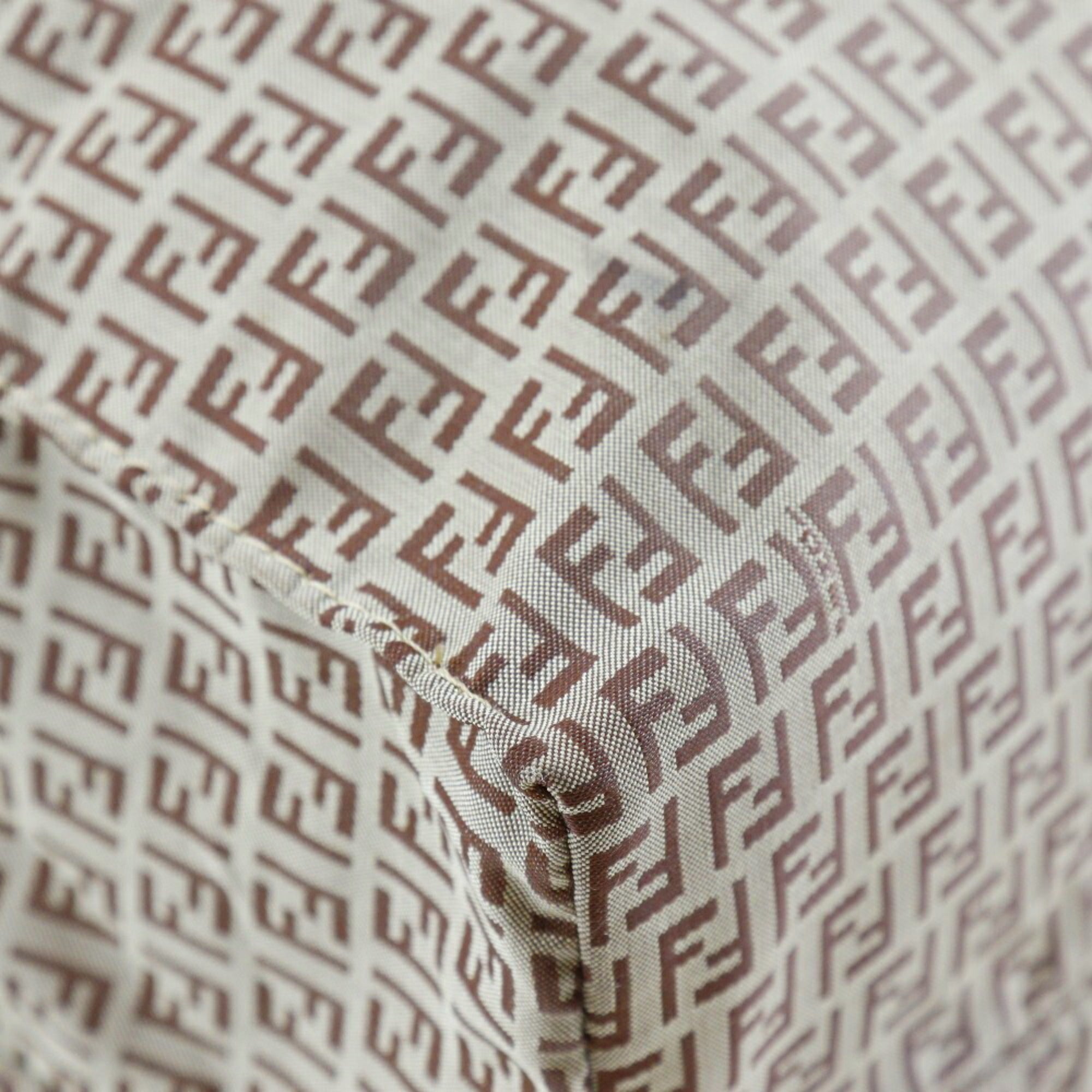 Fendi Micro Zucchini Tote Bag Nylon x Calf Brown Women's