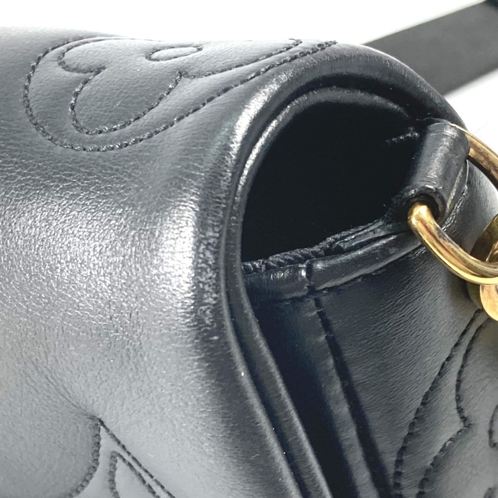 LOUIS VUITTON M81398 Monogram Bubblegram Wallet-on-Strap Long Wallet/Clutch Bag/2-Way Bag/Shoulder Bag Leather Women's Black — Like New