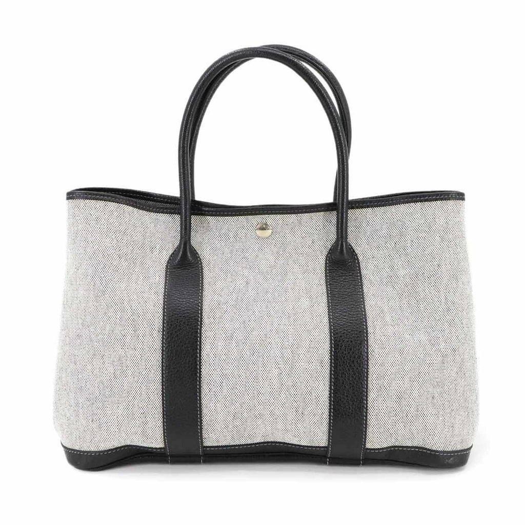 Hermes Hermès Garden Party PM Tote Bag in Toile H Leather (Black and Gray) with G Stamp