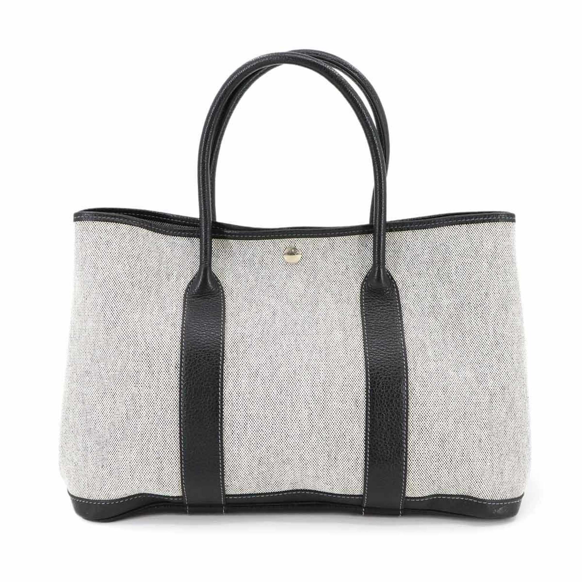 Hermes Hermès Garden Party PM Tote Bag in Toile H Leather (Black and Gray) with G Stamp