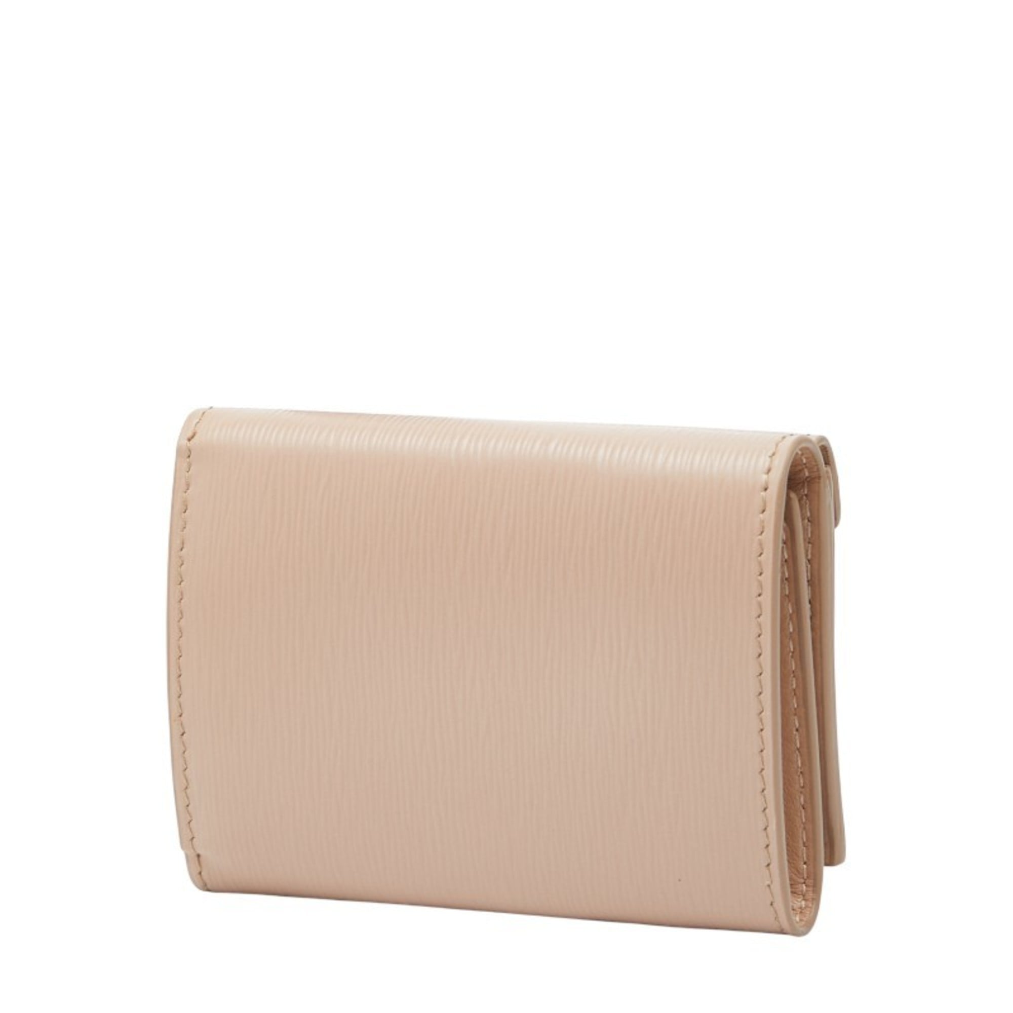 Prada Tri-fold Compact Wallet 1MH021 Beige Vitello Dino Leather Women's PRADA