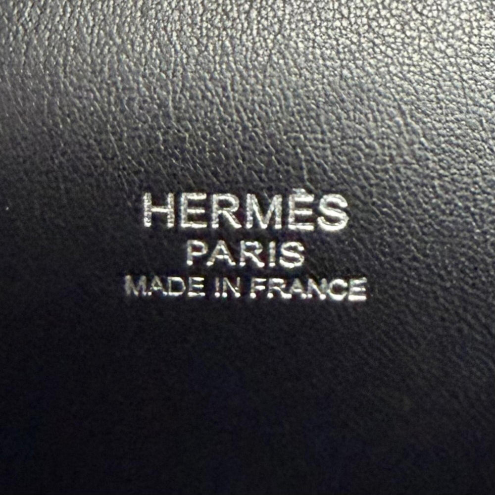 HERMES Plume Mini 20 Black Veau Epsom Leather Silver Hardware Logo Zip Handbag □M Stamp Made in France Women's — Like New