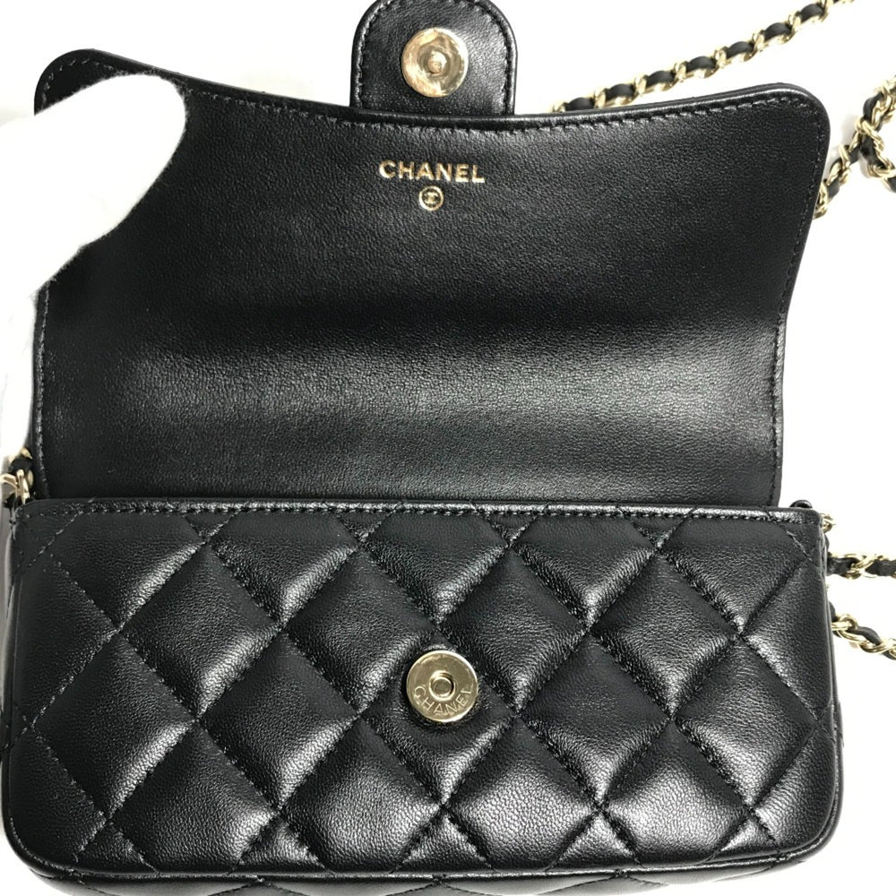 Chanel AP2096 CC Mark Phone Case Wallet CC Crossbody bag Long Wallet Shoulder Bag Black Gold — Like New