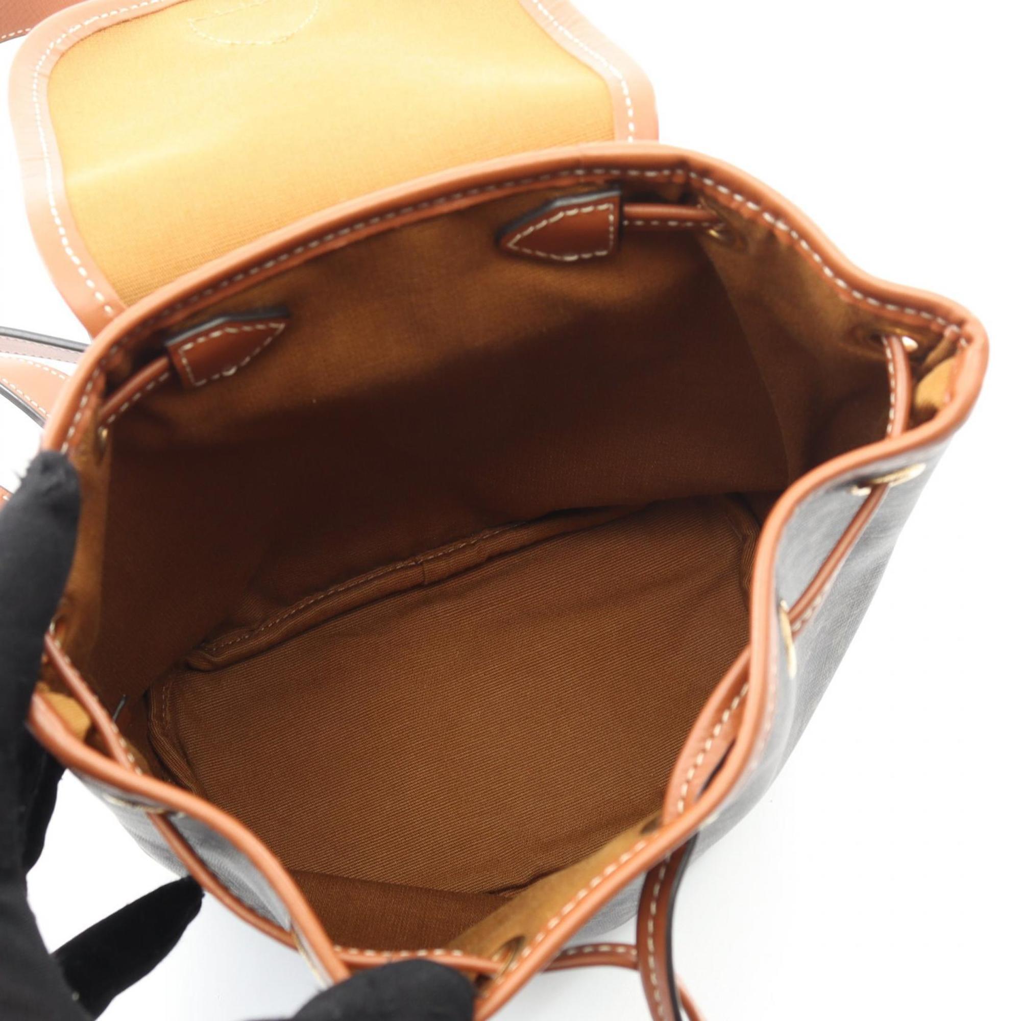 Celine Mini Folco Backpack Triomphe, Coated Canvas and Leather, Women's, Black Brown, 197662CAS.04LU