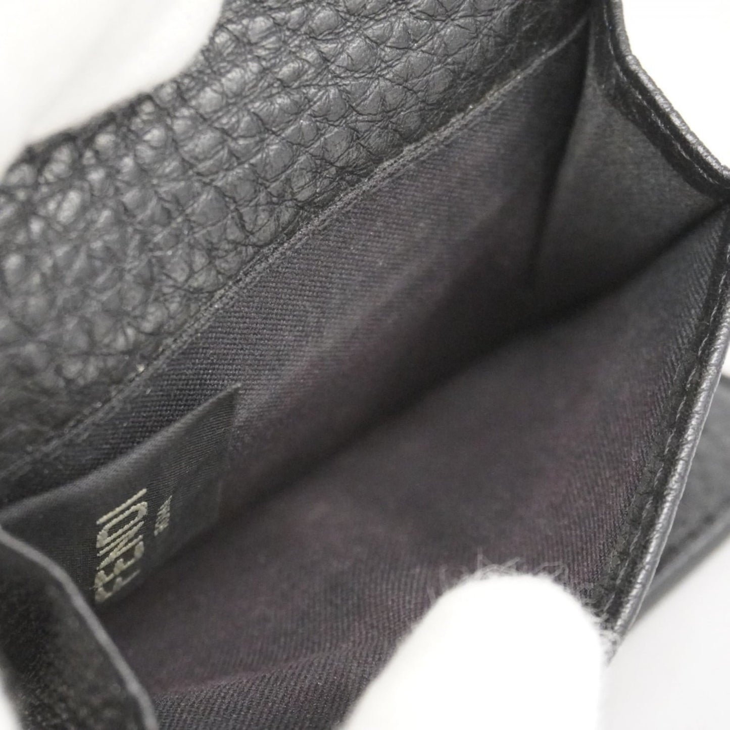 Fendi tri-fold wallet in black leather for men