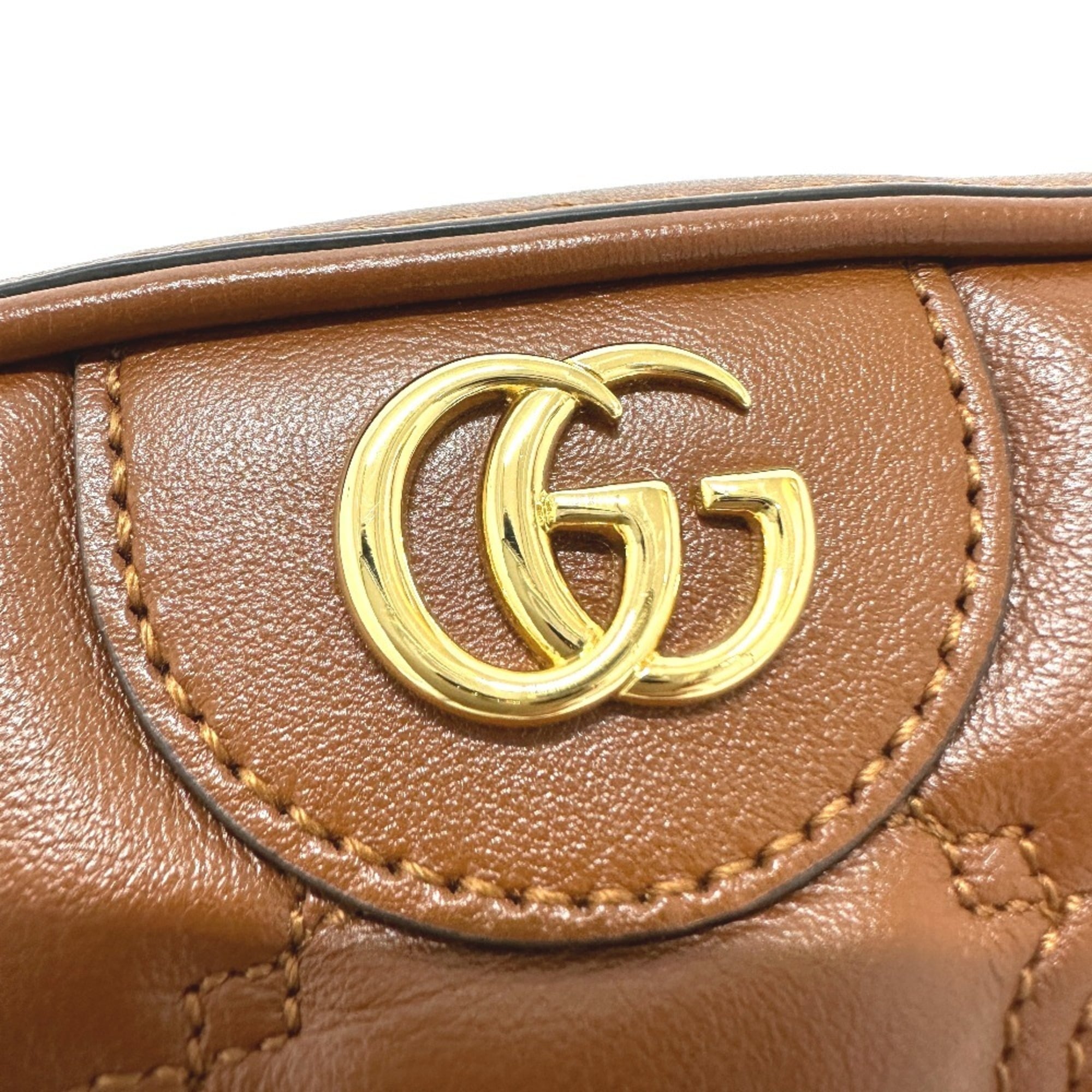 GUCCI 702234 GG Matelasse Double G Small Crossbody Shoulder Bag Leather Women's Brown E-240918-4 — New - Store Return