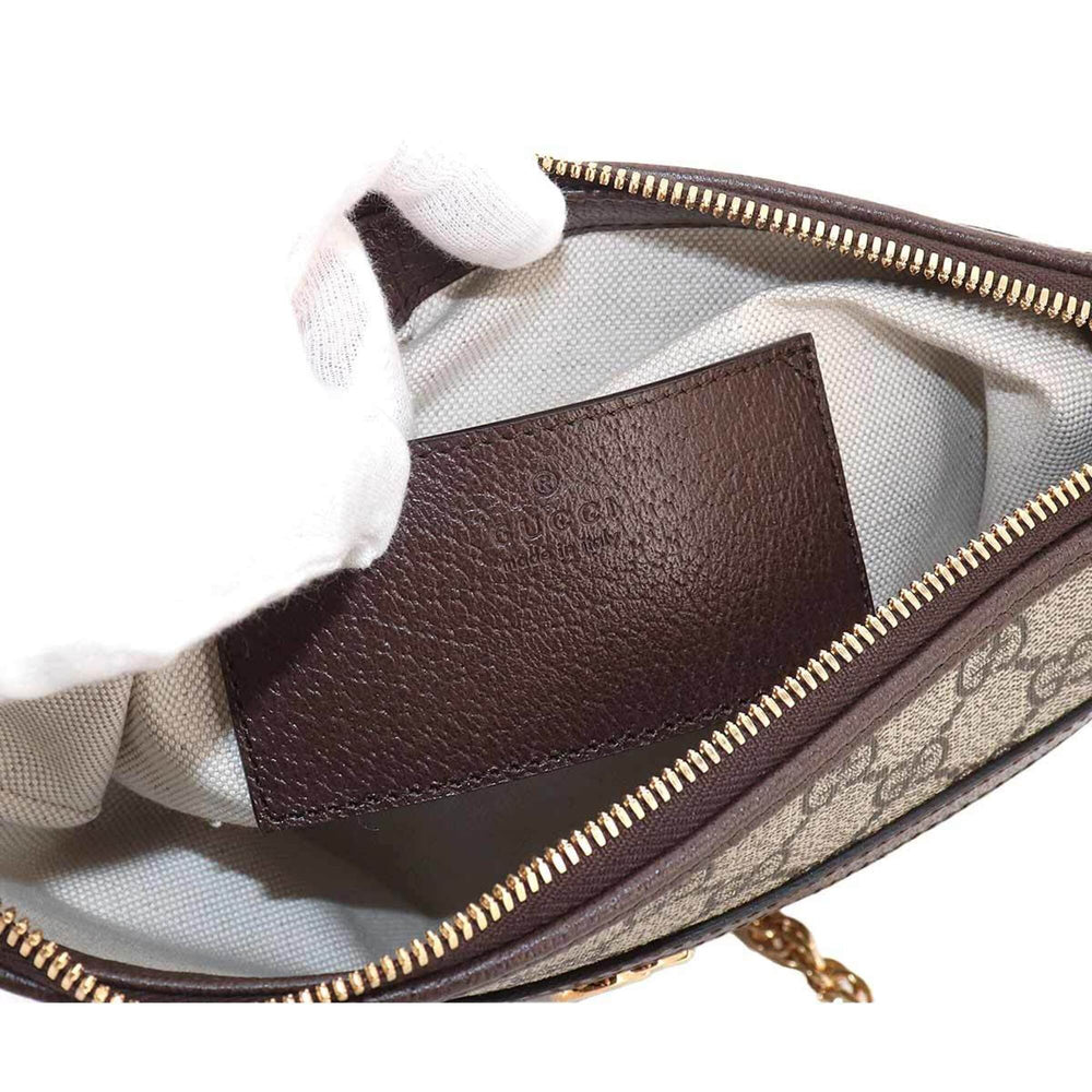 Gucci Ophidia Chain Shoulder Handbag, GG Supreme Canvas, Leather, Beige/Brown, 781397 Bag — New - Store Return