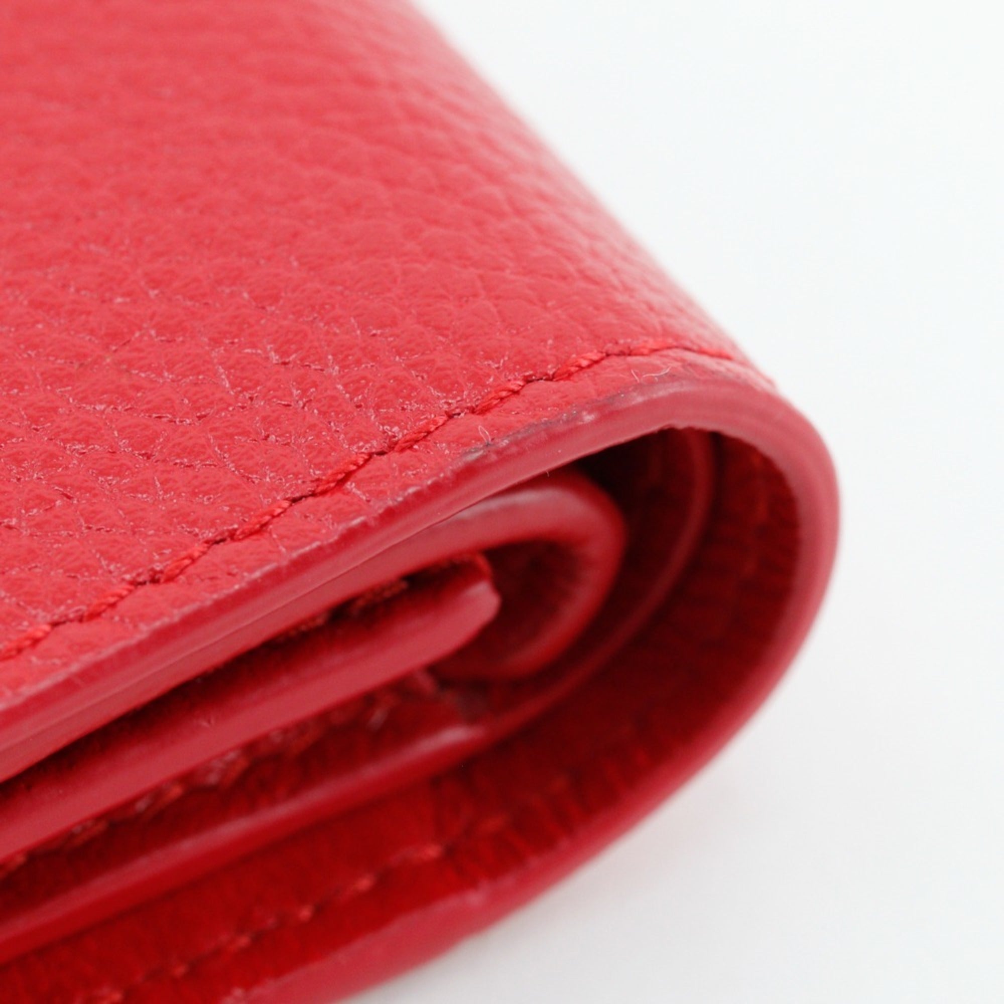 BALENCIAGA BB Bi-fold Wallet 601474 Leather Red Snap Button Logo Women's S140825867