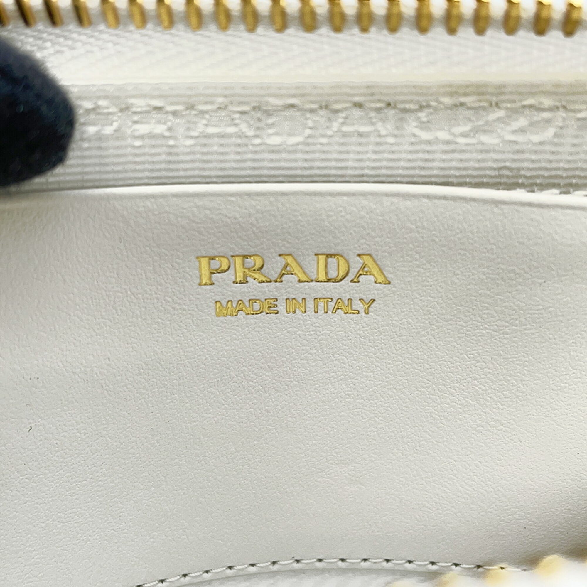 Prada Shoulder Bag Saffiano Triangle Mini Pouch Leather Raffia 1NR015 PRADA 2-way White Handbag — Like New