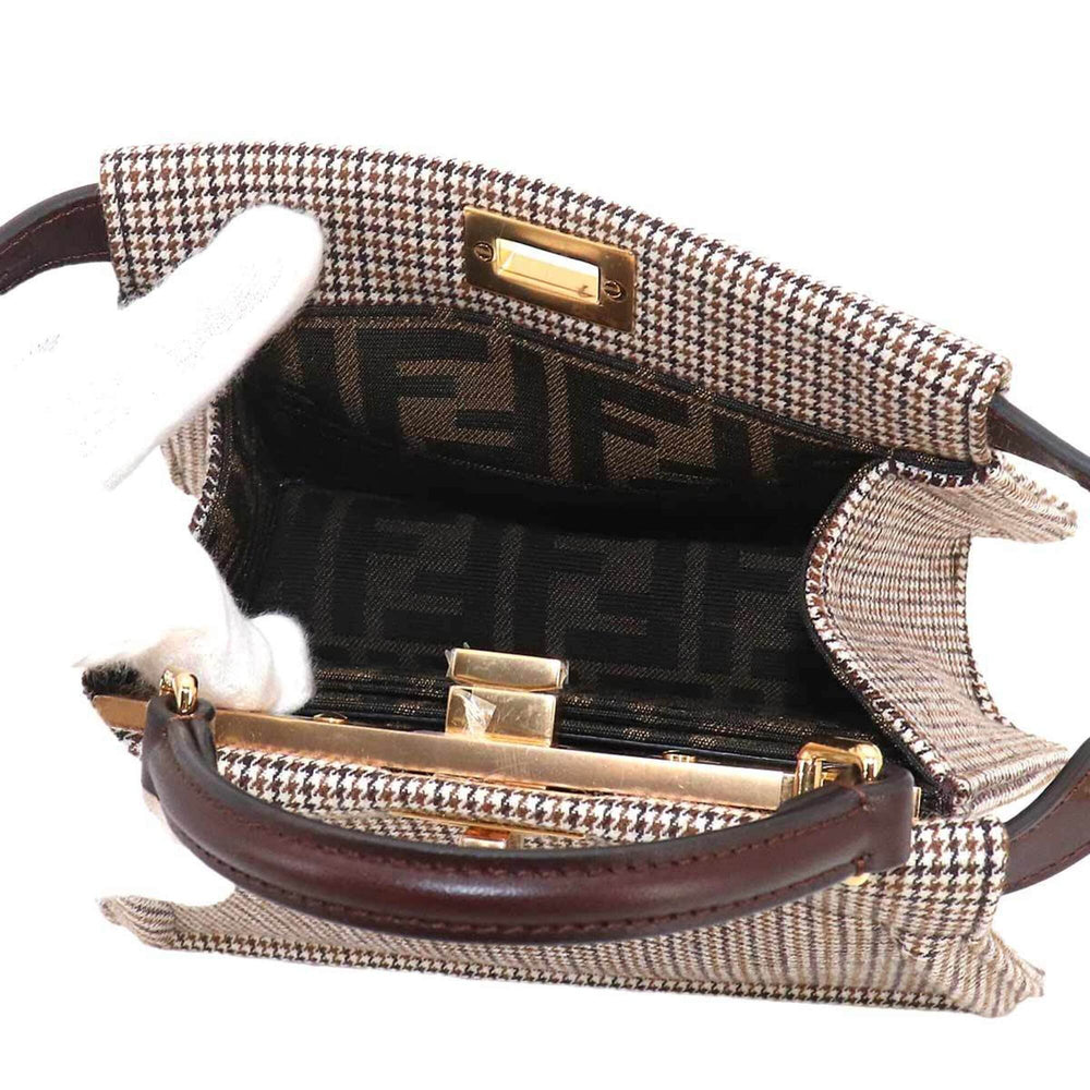 Fendi Peekaboo ISeeU Petite 2-way Hand/Shoulder Handbag, Canvas and Leather, Brown, 8BN335 — New - Store Return