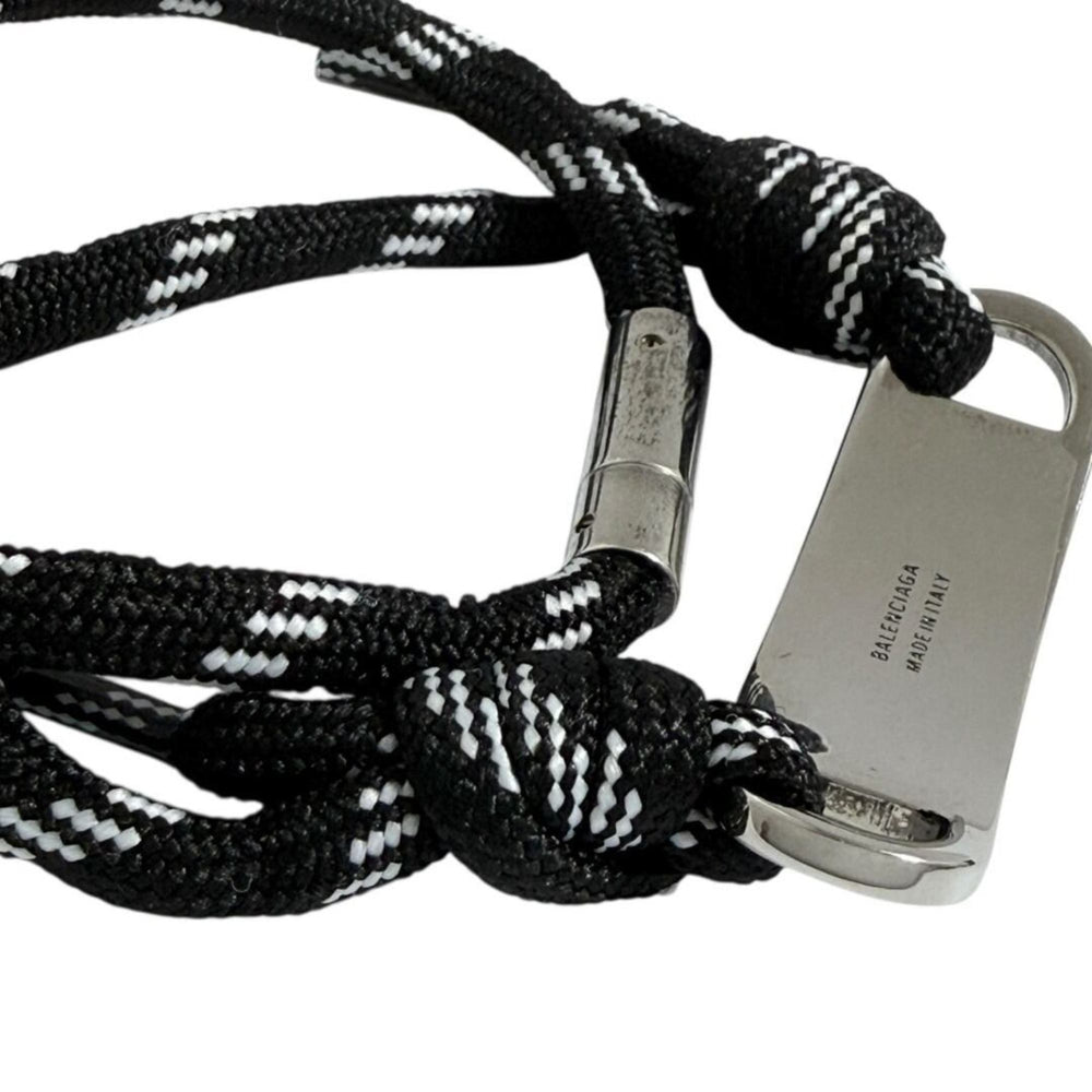 Balenciaga Men's Cord Bracelet with Plate, Double Wrap, Adjustable Size — Like New