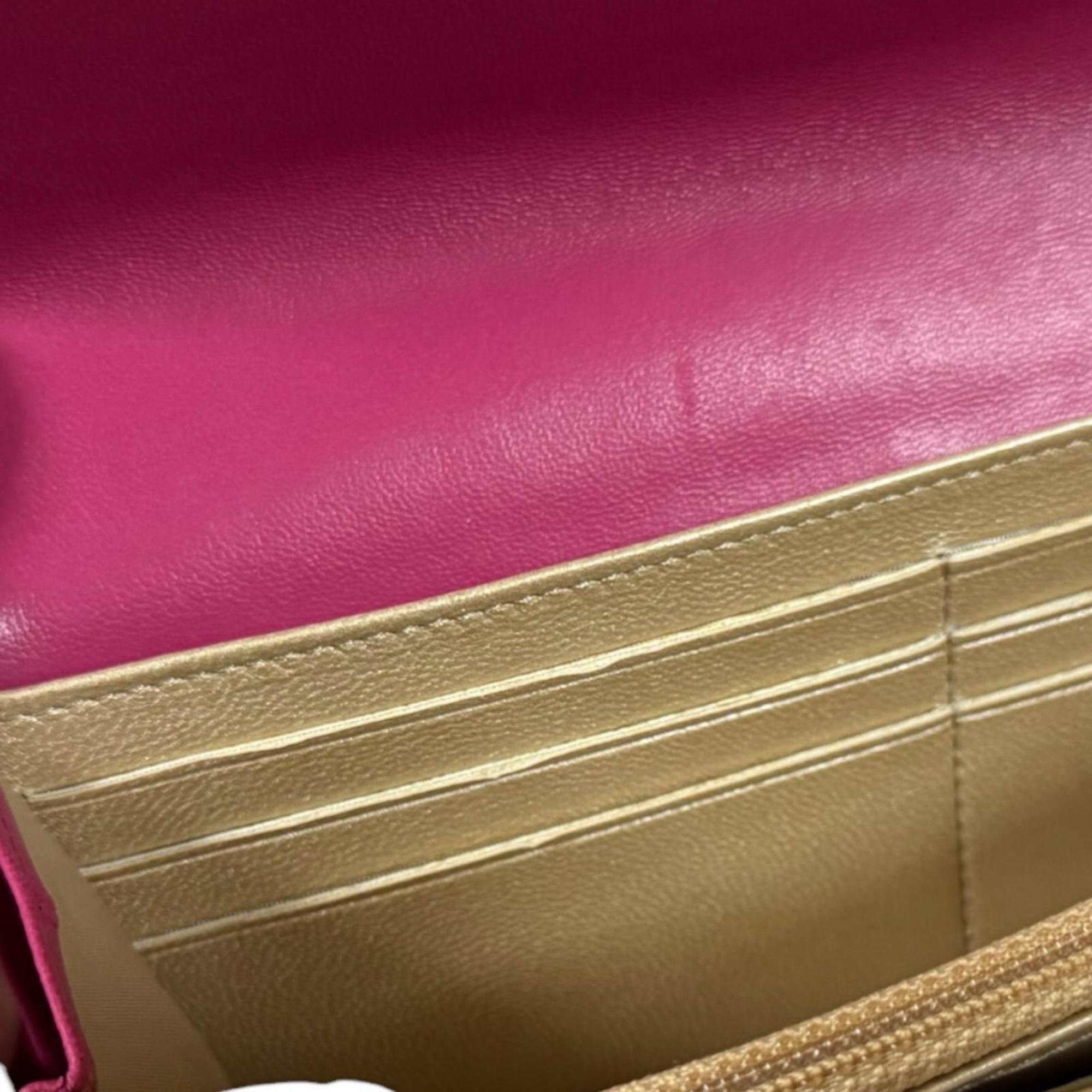 Pre-owned Chanel Camellia long wallet, leather A82283, women's.