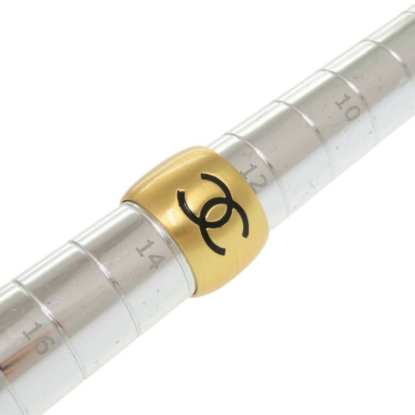 Chanel Coco Mark Heart Metal Size 13 Gold Black Ring 1178CHANEL