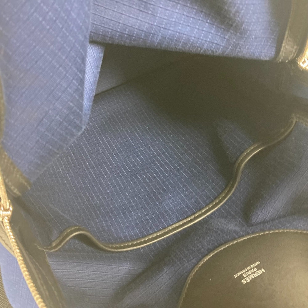 HERMES H Sac Addo All Back Backpack Bicolor Rucksack Leather Canvas Men's Blue E-241127-5 — Like New