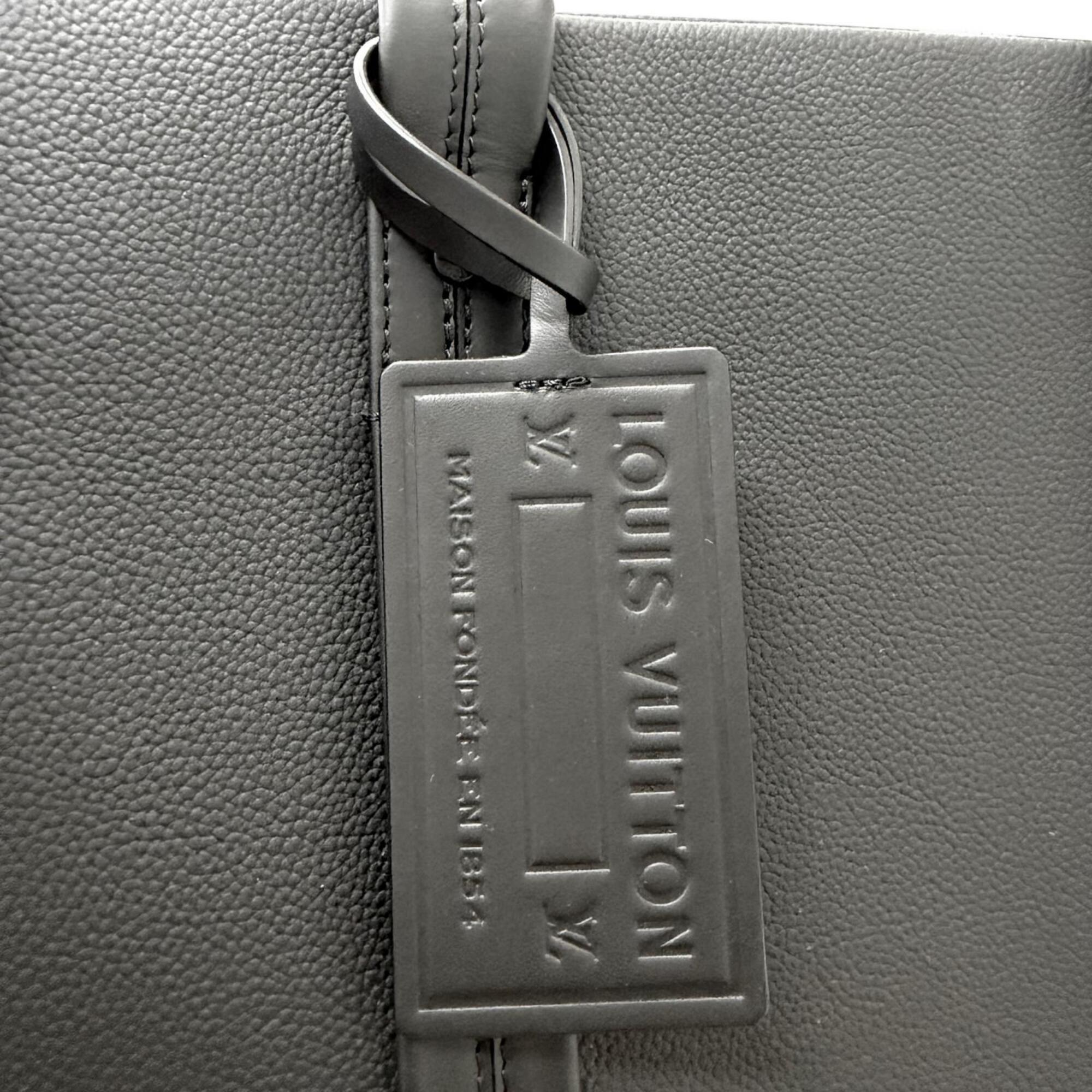 LOUIS VUITTON M57308 LV Aerogram Takeoff Leather Tote Bag, Black, Made in Spain, Men's, Comes with Box and Dust Fits A4 Size — Like New