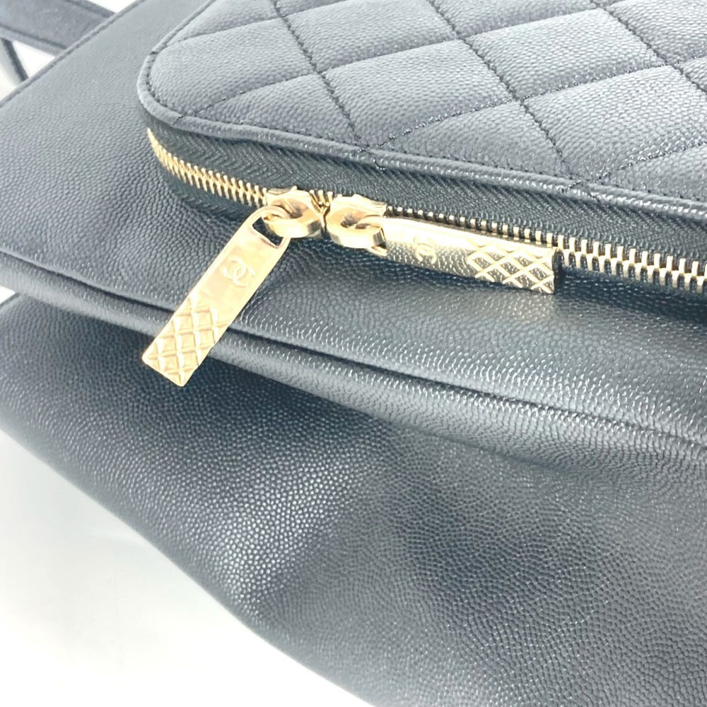 CHANEL A93795 CC Coco Mark Affinity Matelasse Quilted Bag Tote Chain Shoulder Caviar Skin Women's Black G-240825-4 — Like New