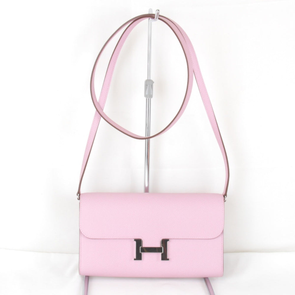HERMES Constance Two Go Z-stamped shoulder bag, leather, pink, women's, mini size, pochette — Like New