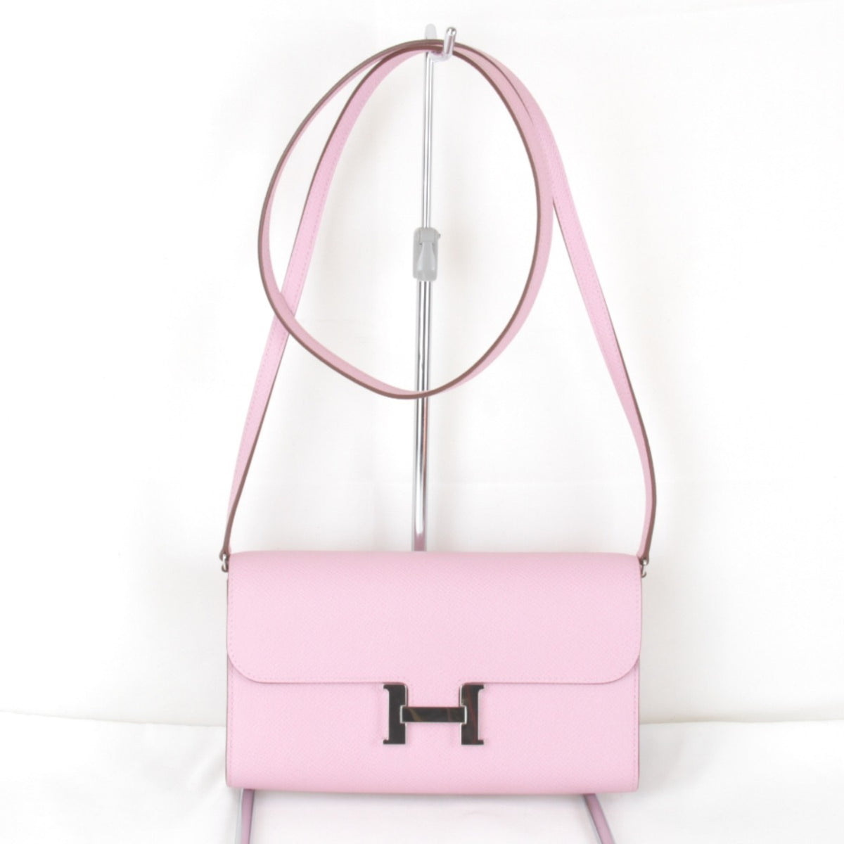 HERMES Constance Two Go Z-stamped shoulder bag, leather, pink, women's, mini size, pochette — Like New