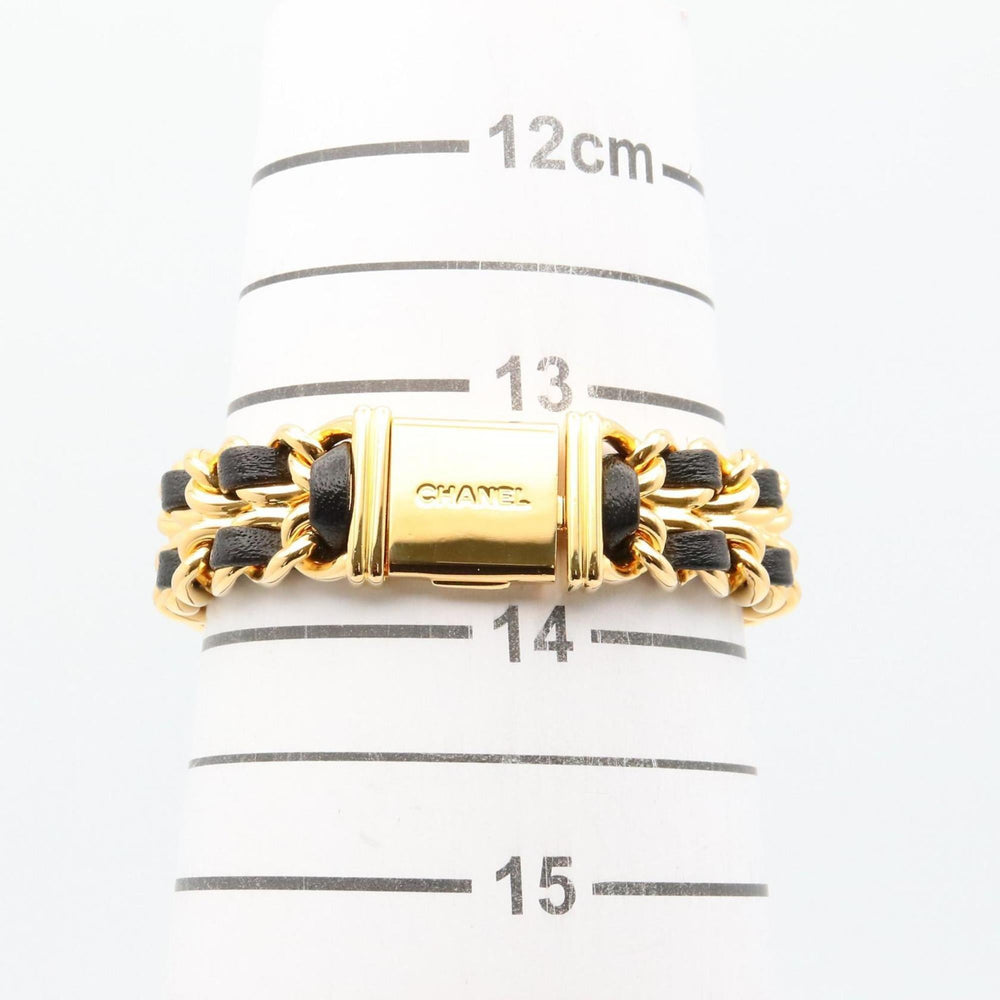 CHANEL Premiere S Watch, Gold-Plated, with Leather Strap, Black, Women's, H0001 — Very Good