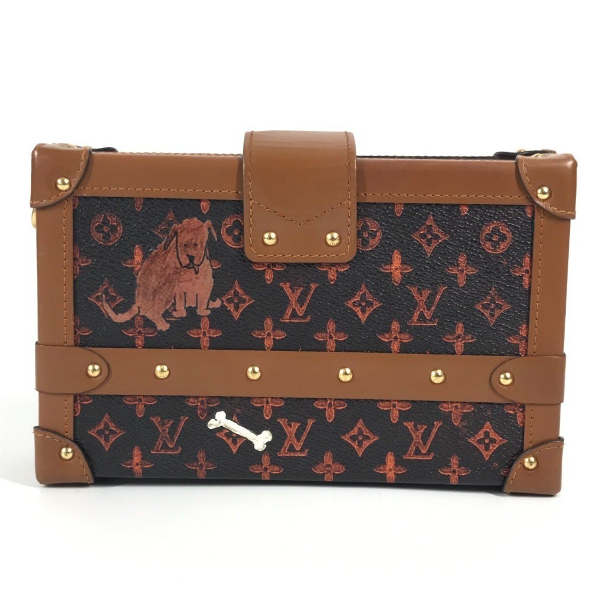 LOUIS VUITTON M44407 Monogram Catgram Petite Malle NM Clutch Bag, 2-Way Shoulder Canvas, Men's/Women's, Brown — Like New