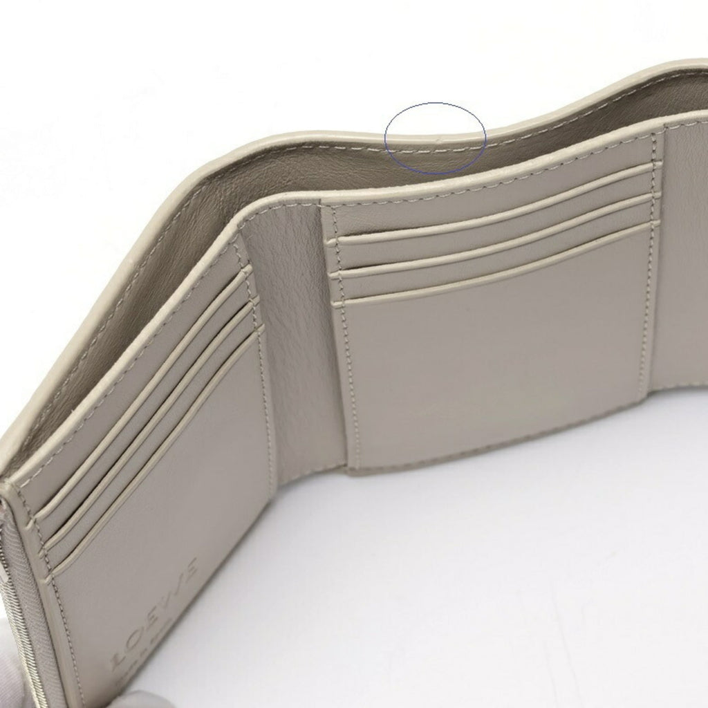 LOEWE Anagram Vertical Wallet Small Trifold C821S33X07 Pebble Grain Calfskin Light Ghost S-159568