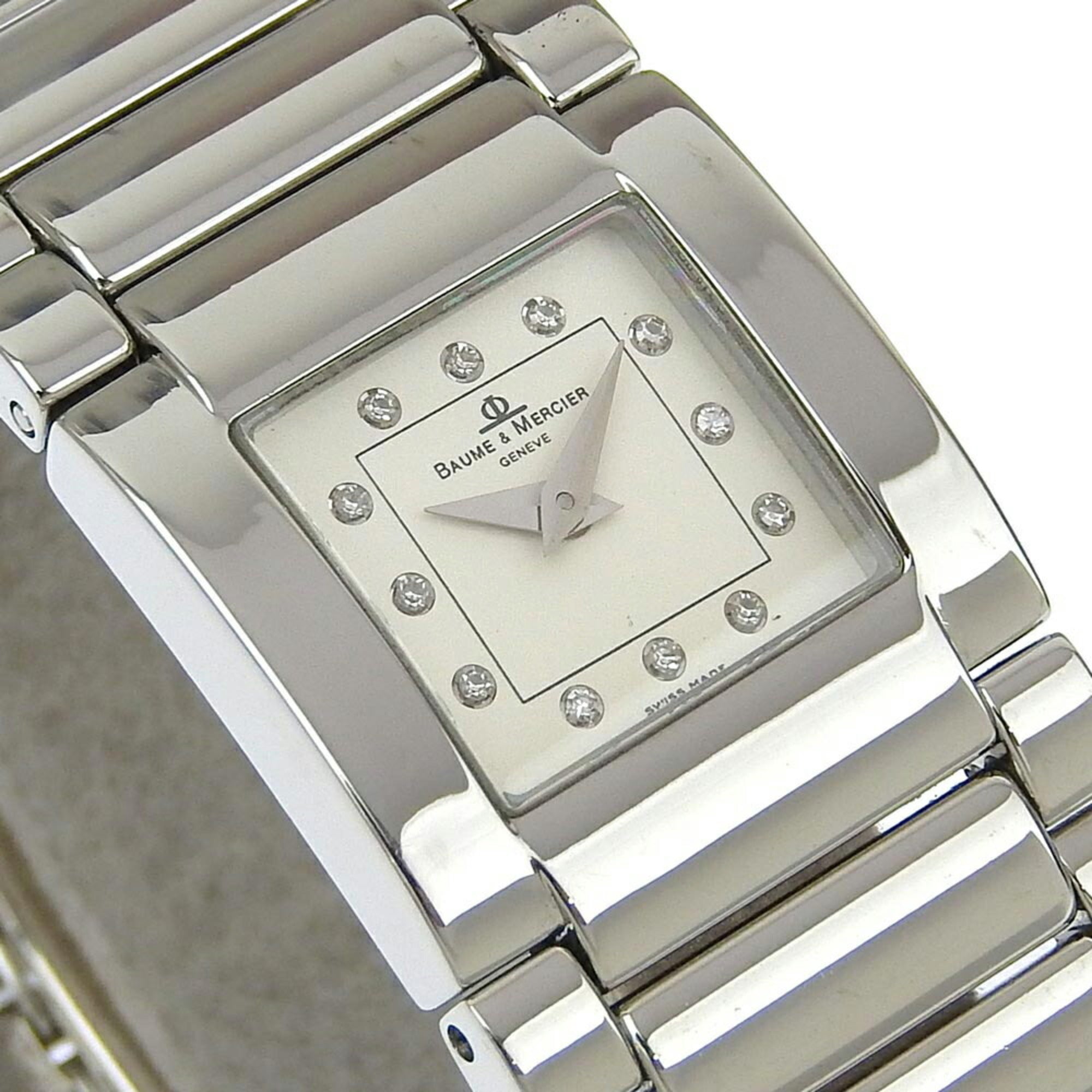 Baume & Mercier Catwalk Watch 12P Diamond MV045219 Stainless Steel Quartz Analog Display White Dial Ladies — Very Good