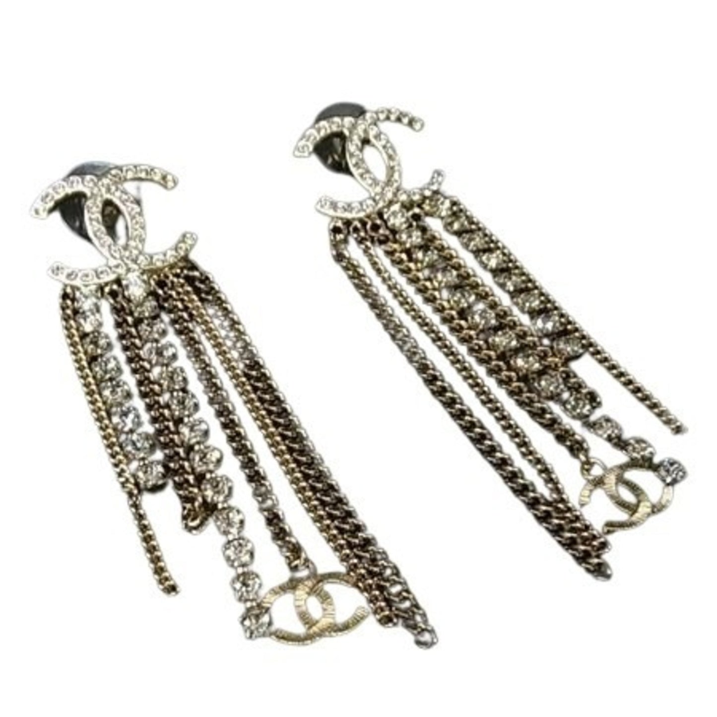 CHANEL Coco Mark Earrings - Gold Metal Women's Rhinestone