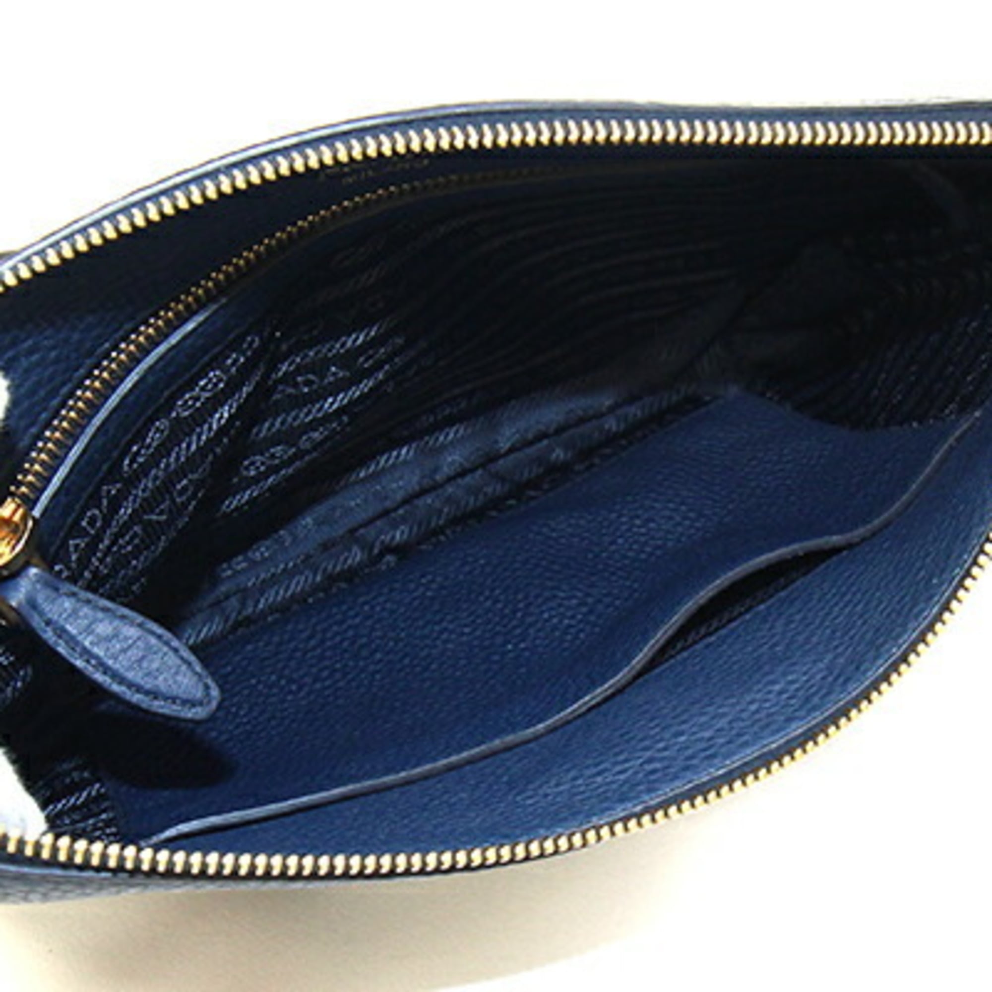 Prada Shoulder Bag 1BH050 Navy Leather Crossbody for Women