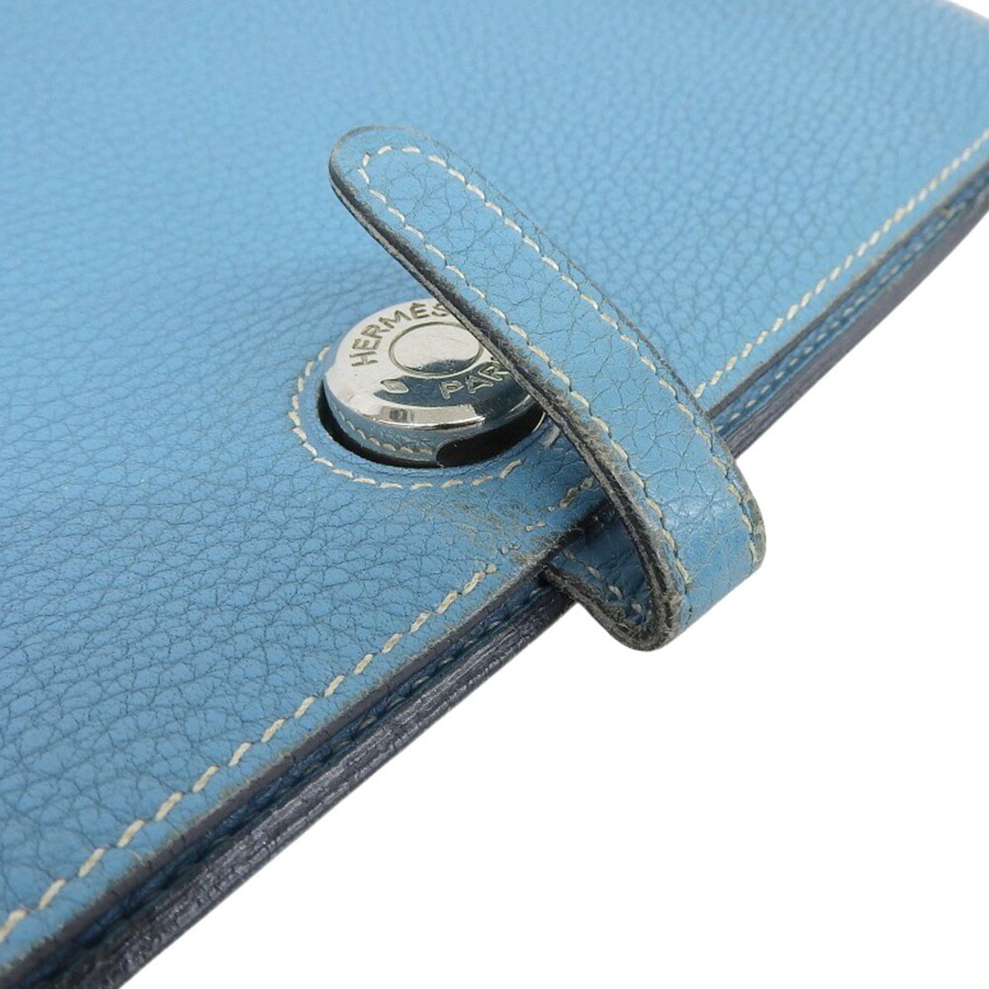 Hermes Hermès Dogon GM long wallet in Taurillon Clemence leather, blue jean, with G stamp