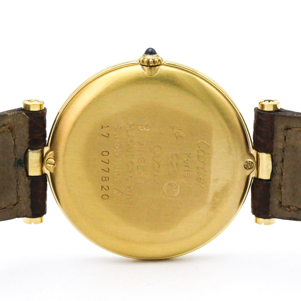 CARTIER Must Vendome Gold Plated Leather Quartz Unisex Watch — Good