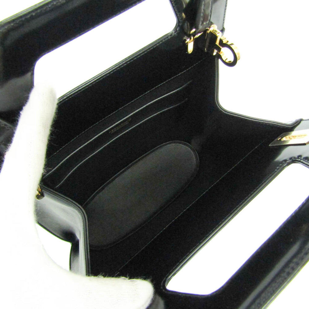 Salvatore Ferragamo Gancini Wanda DH-21 3483 Women's Leather Handbag,Shoulder Bag Black — Like New