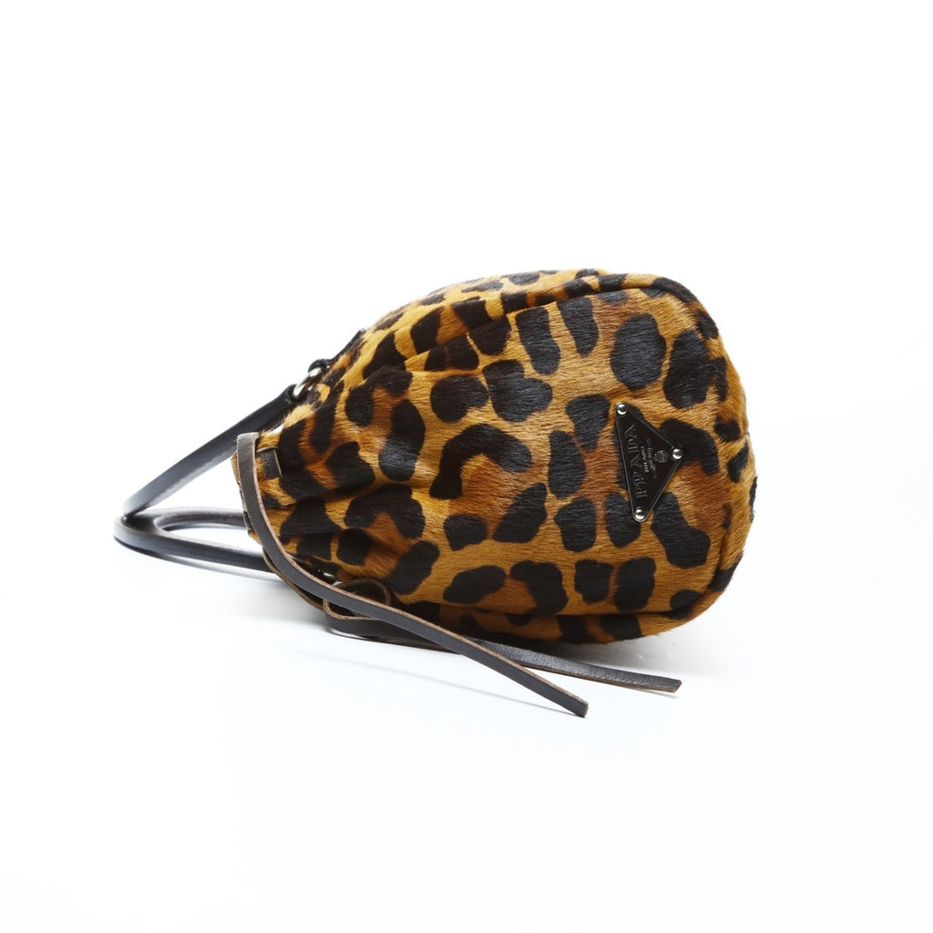 Prada pony leopard print handbag in brown