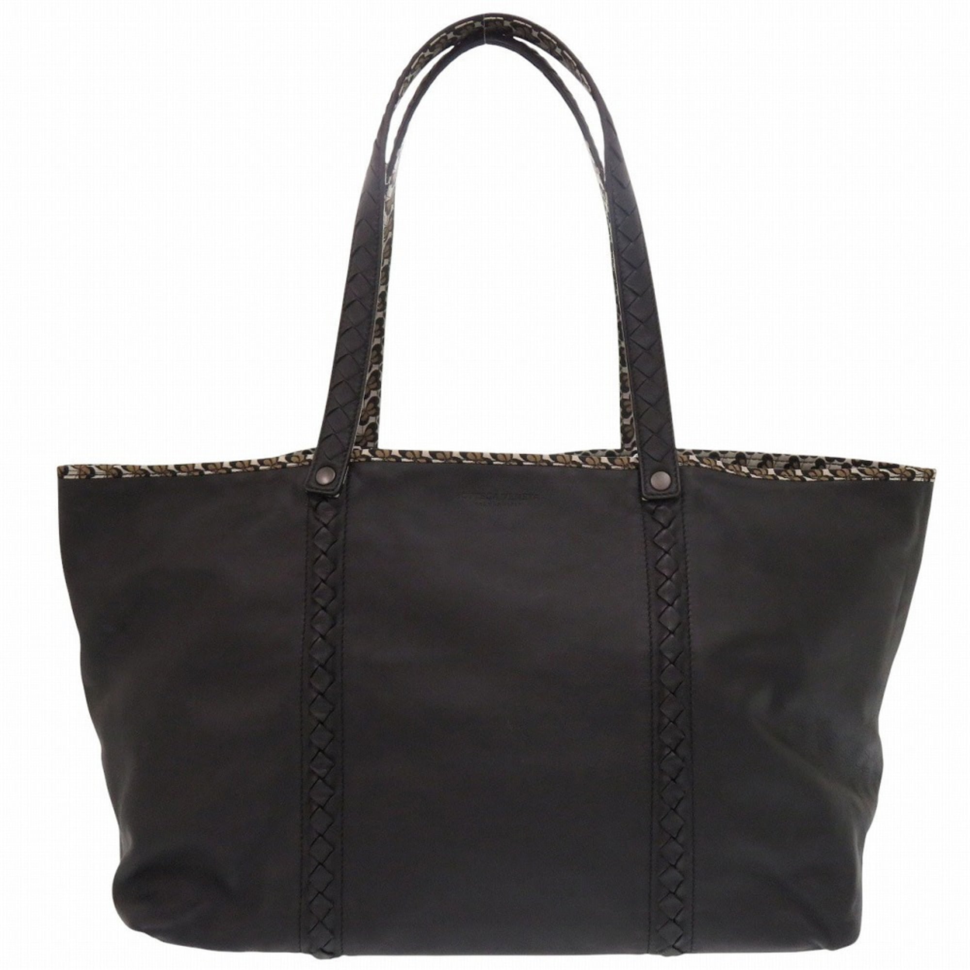 Excellent condition Bottega Veneta Intrecciato reversible tote bag with butterfly pattern, 547381, leather and nylon, black, 0924BOTTEGAVENETA