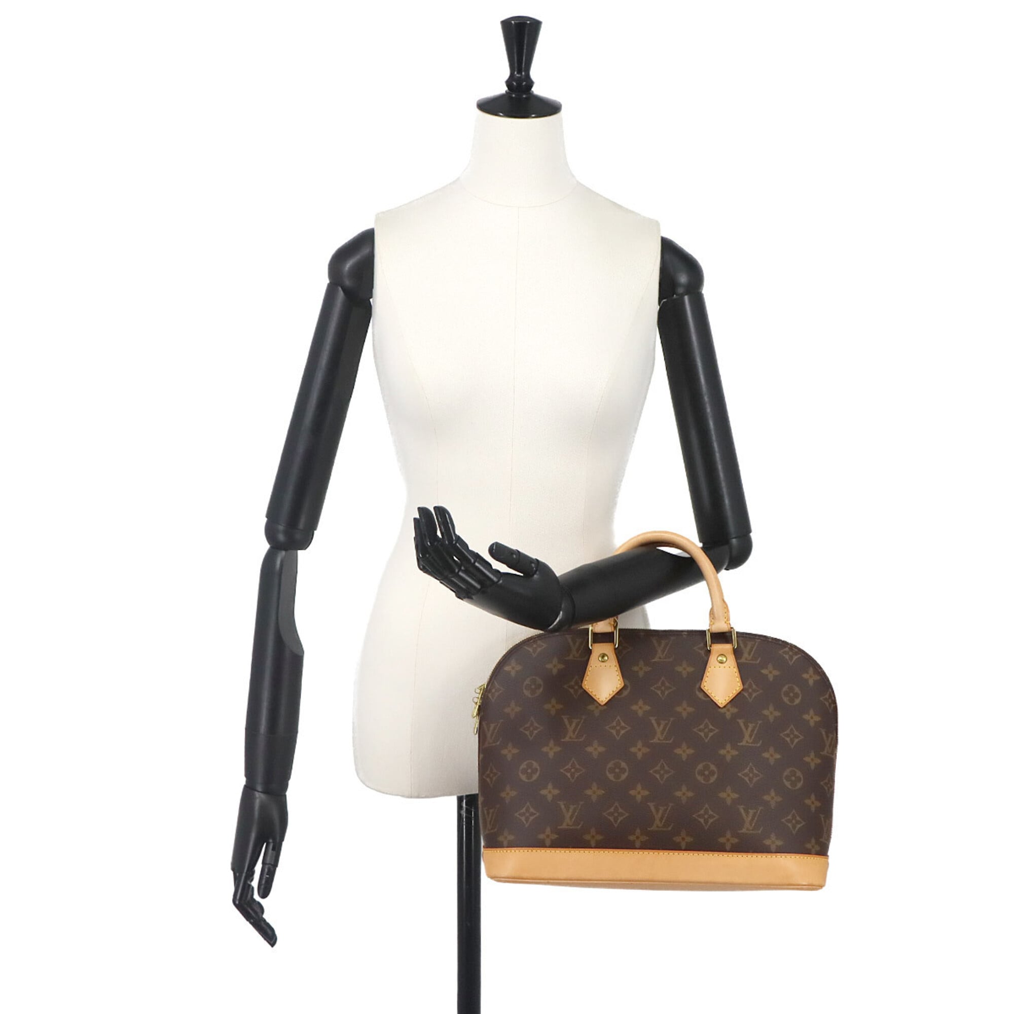 Louis Vuitton Monogram Alma Handbag, Brown, M51130, Gold Hardware — Like New