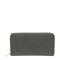 Celine round zipper long wallet in gray leather for women.