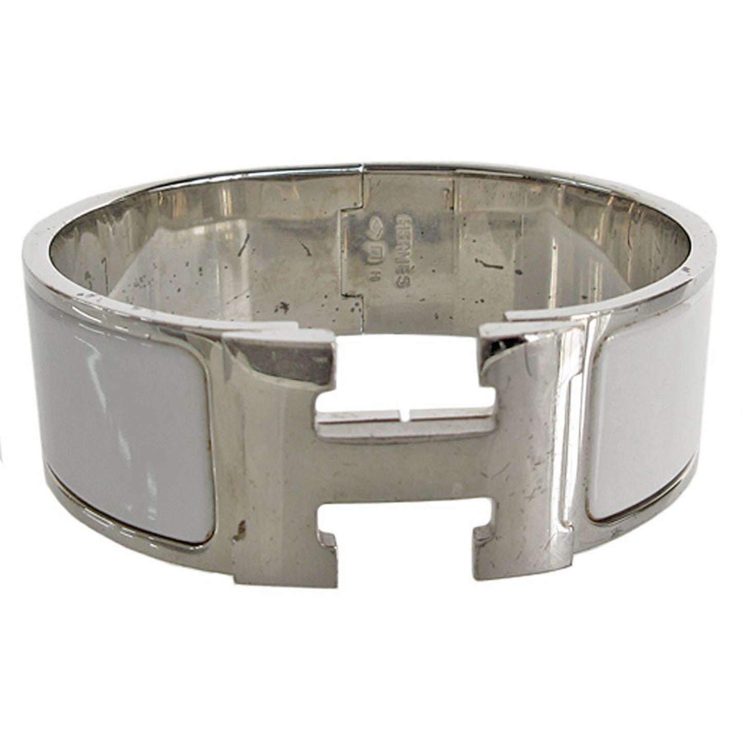 Hermes HERMES bangle bracelet click clack metal enamel silver white ladies s0456i