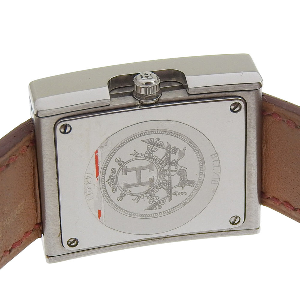 Hermès BE1.210 Women's Stainless Steel and Leather Strap Watch with Quartz Movement, Analog Display, White Dial — Good