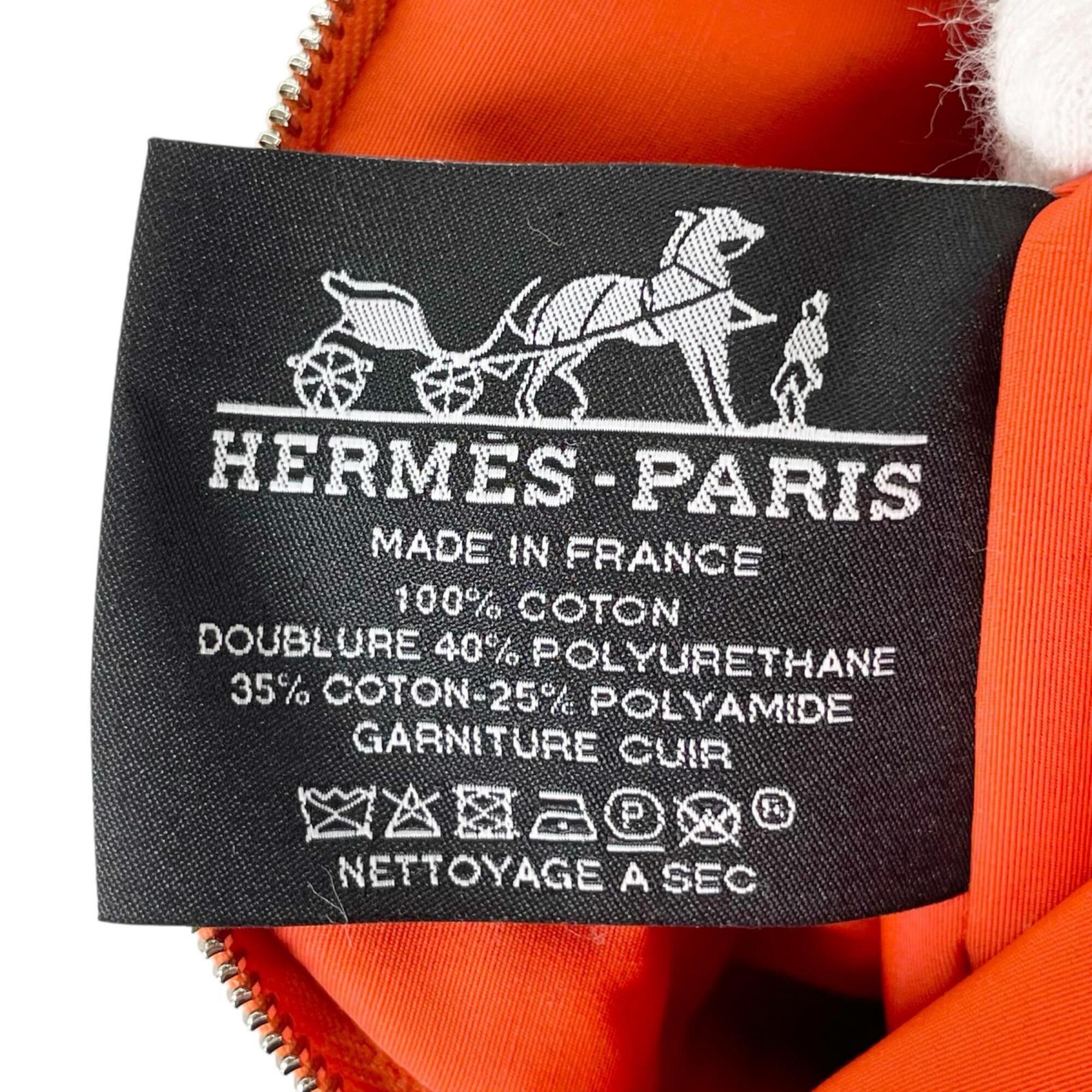 HERMES Bolide Mini Pouch, Toile H, Cosmetic Travel Case, Small Item Orange, Made in France, Women's — Like New