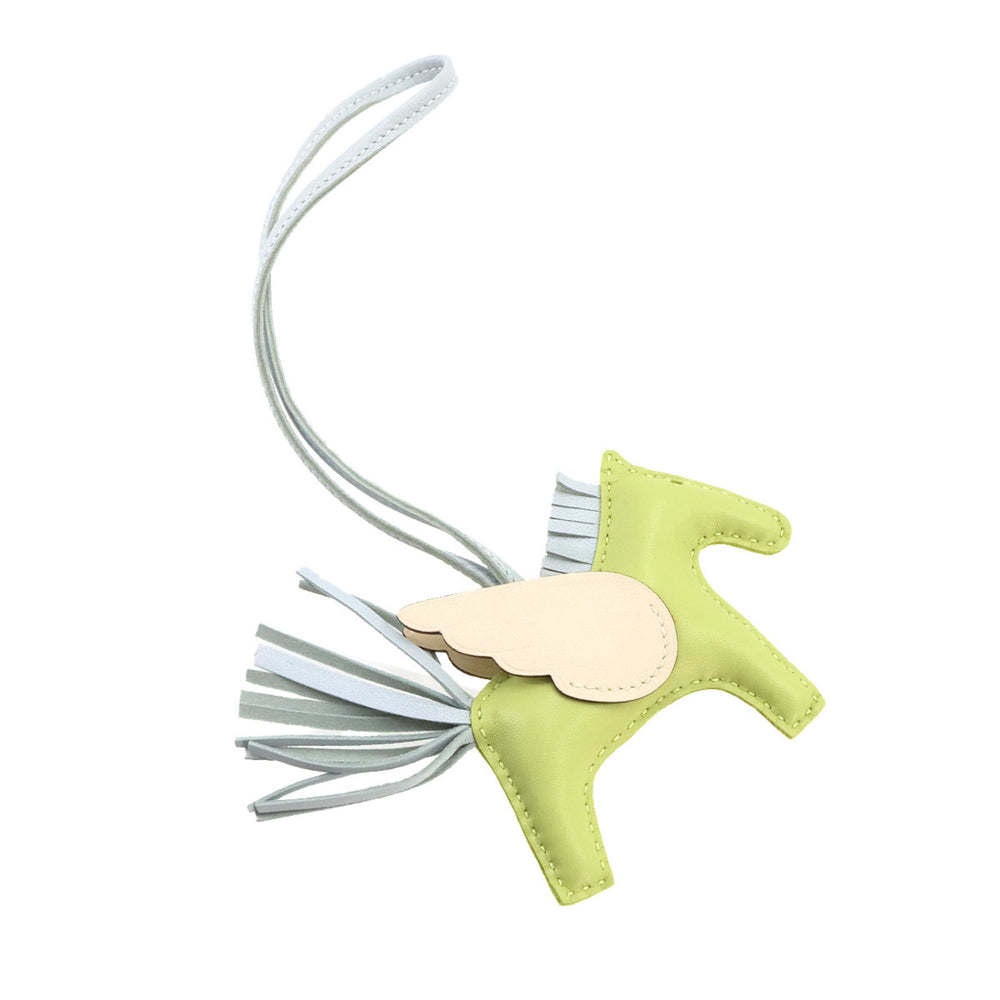 Hermes Rodeo Pegasus PM Accessory Bag Charm, Agneau Milo Jaune Bourgeon Blue Brume Nata, Z Stamp — New - Store Return