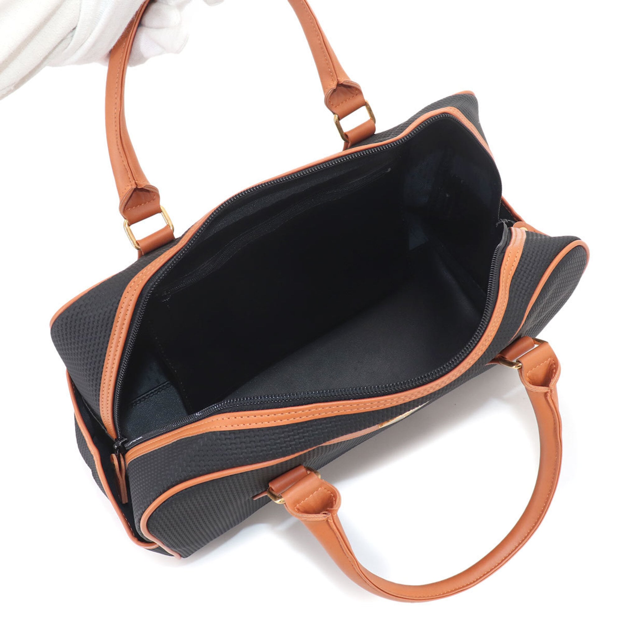 Yves Saint Laurent Boston Handbag, Leather, Black/Brown, Gold Hardware — Like New