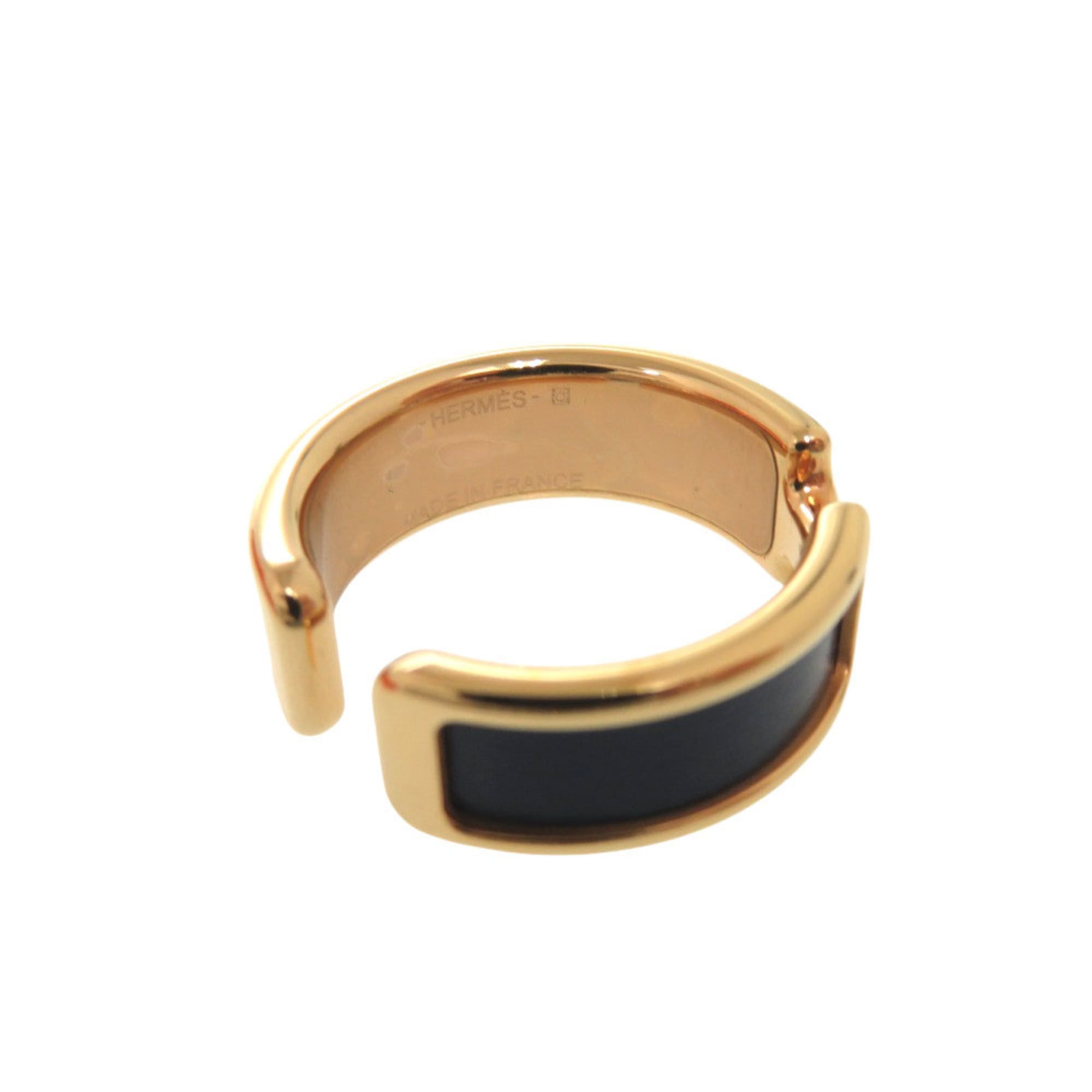 Hermes Unused Hermès Olympe GM Leather Navy Blue Ear Cuff with Gold Hardware 0302 — New - Store Return