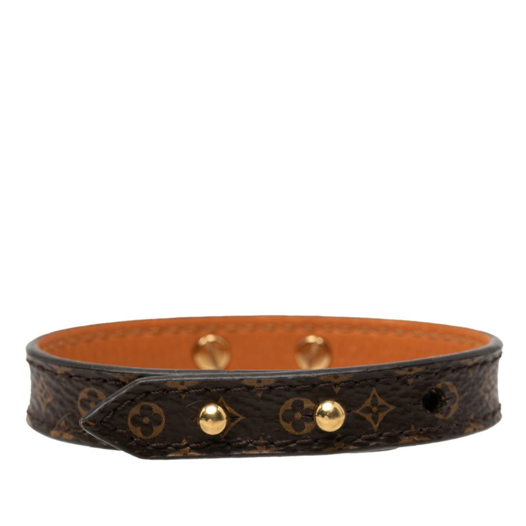 Louis Vuitton Monogram Logomania Bracelet M4150F Brown Leather Women's LOUIS VUITTON
