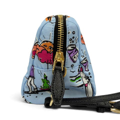 PRADA 1NS693 Triangle Logo Re-Nylon Surf Print Cosmetic Pouch with Wristlet, Blue, Made in Italy, Women's, Box — Like New