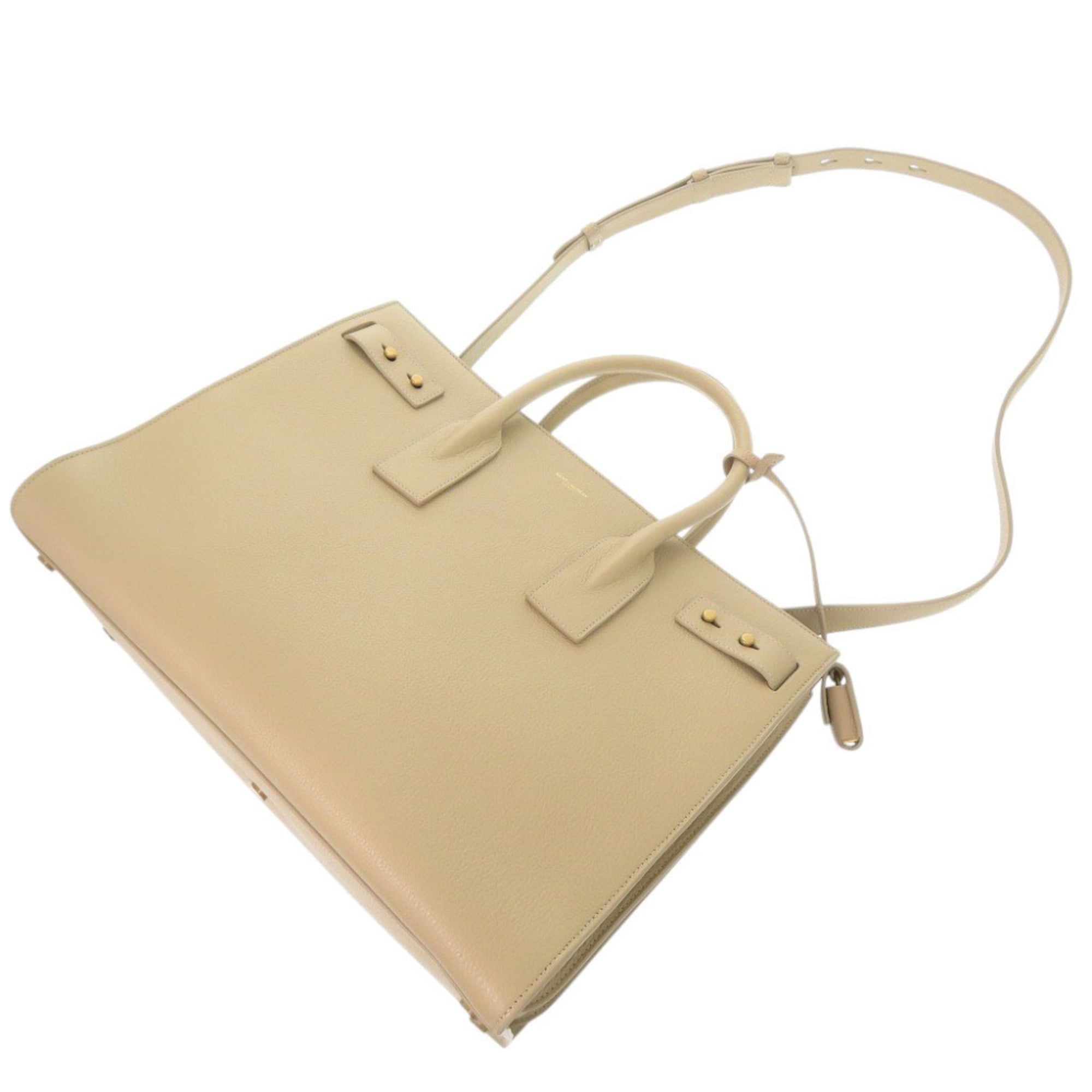 Yves Saint Laurent Saint Laurent Paris Sac de Jour Medium Leather Beige 2-Way Handbag Shoulder Bag Tote 0153 SAINT LAURENT PARIS — Like New