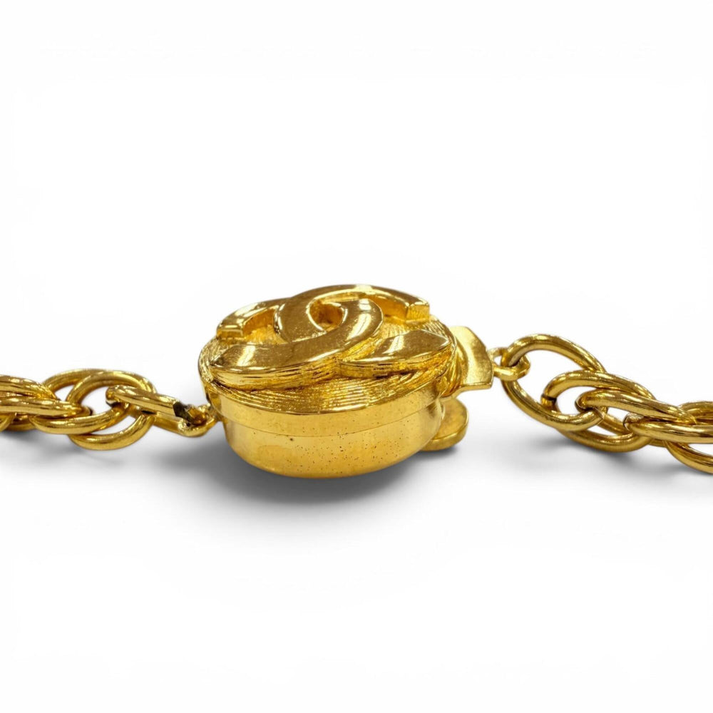 CHANEL Vintage Metal Coco Mark Twist Chain Necklace, Gold, Women's Accessory, with Box — Like New