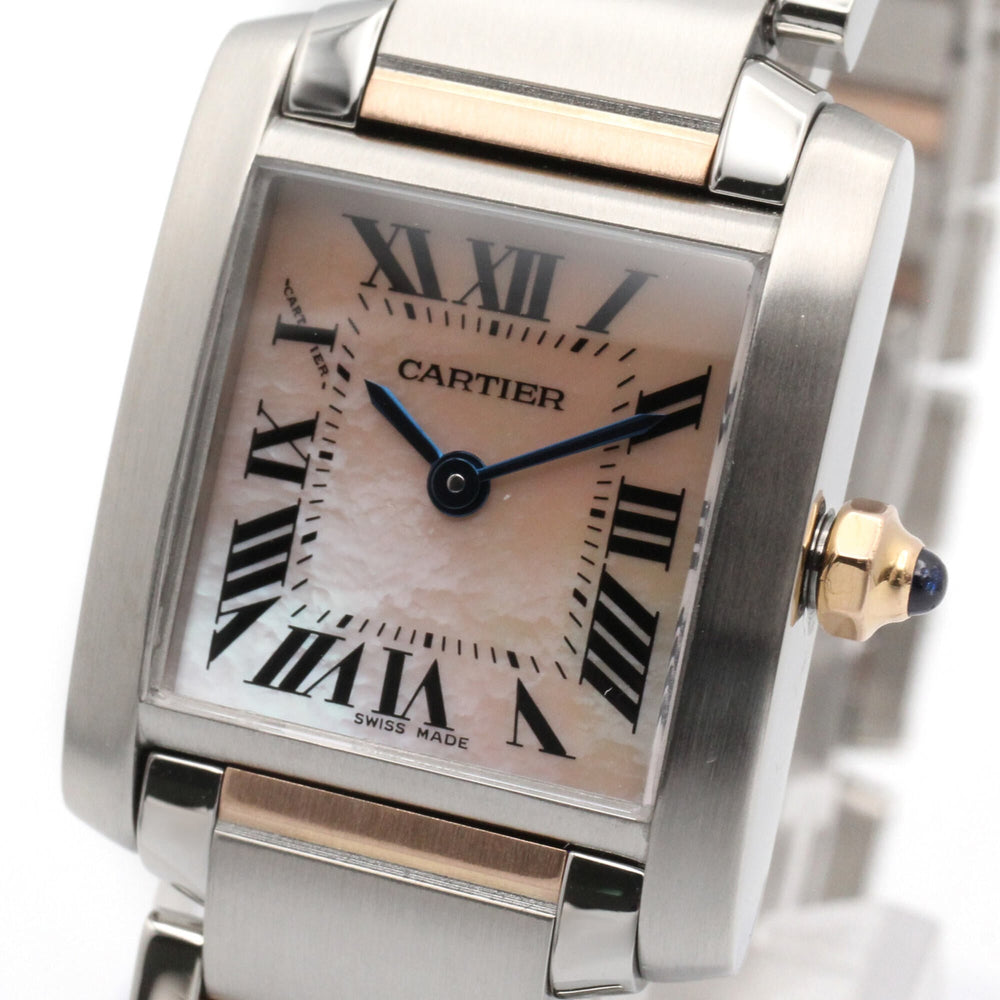 Cartier Tank Française SM Watch, 18K Pink Gold (PG), Stainless Steel, Ladies', Tone, Shell, W51027Q4 — Very Good
