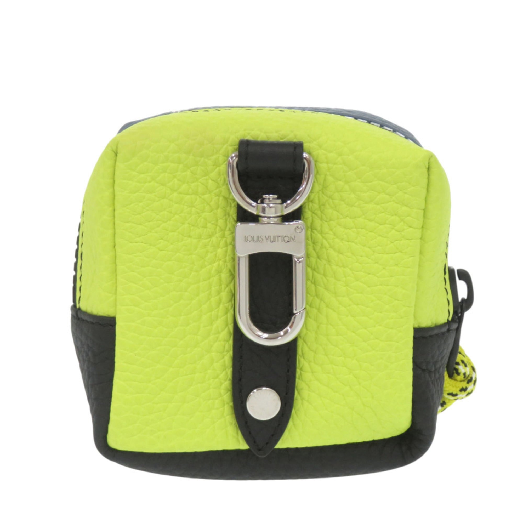 Louis Vuitton Square Pouch Colorblocks M00739 Taurillon Leather Blue-Gray Yellow Accessory Bag Charm LV 0775 LOUIS VUITTON — Like New