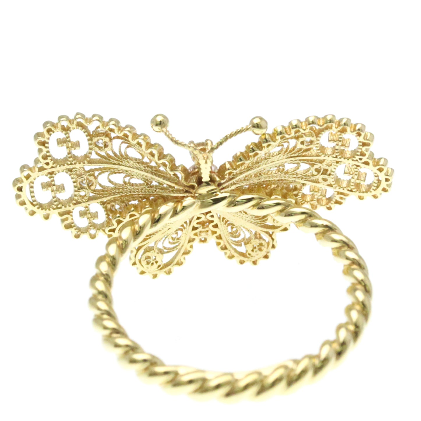 Gucci Le Marché Des Merveilles Butterfly Ring Yellow Gold (18K) Fashion Diamond Band Ring Gold