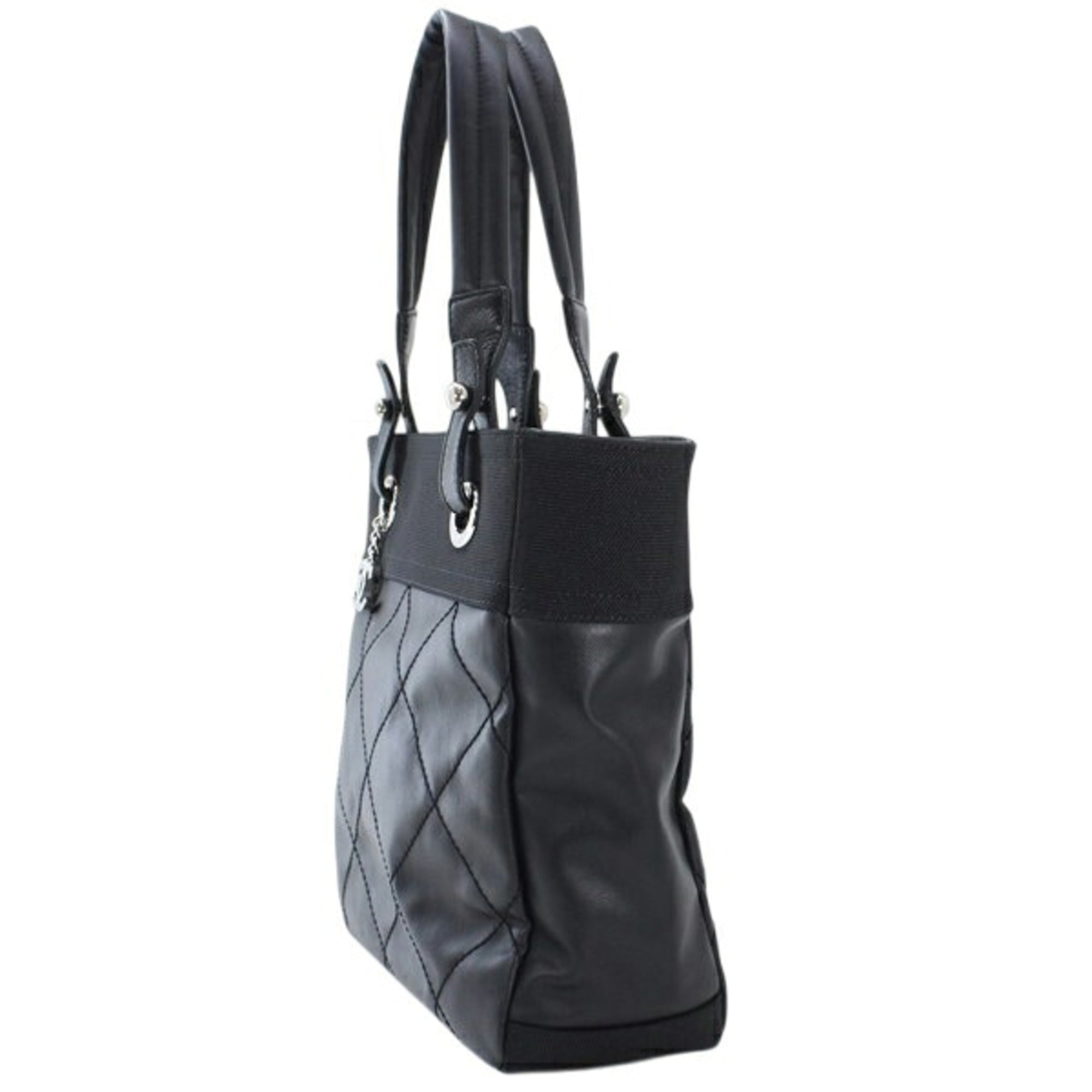 CHANEL Paris Biarritz Tote PM Black PVC Nylon Leather Bag Coco Mark A34208 T6222 — Like New
