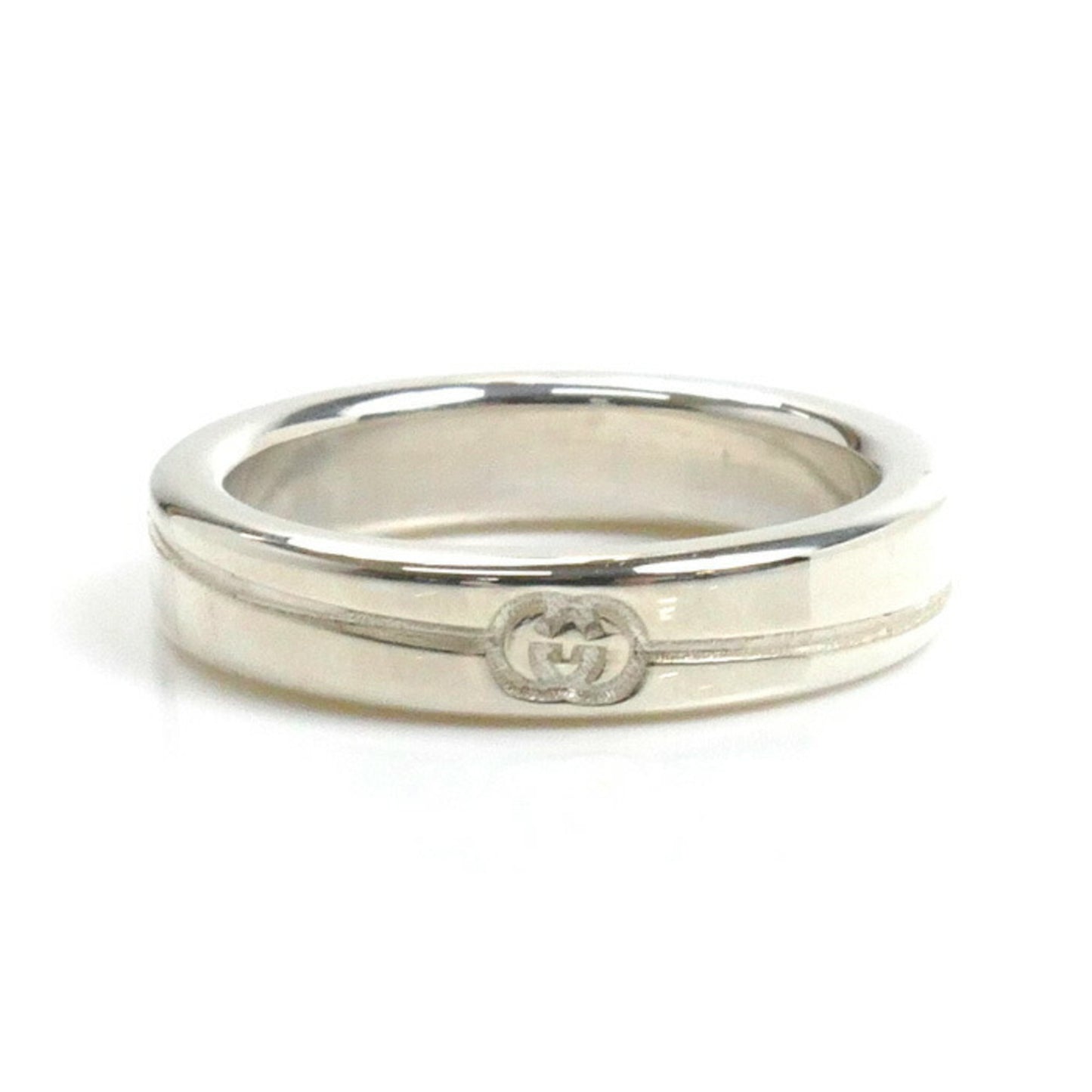 GUCCI Gucci Silver 925 Diagonal Interlocking G Ring 774049 J8400 8106 Size 8.5 4.2g Women's